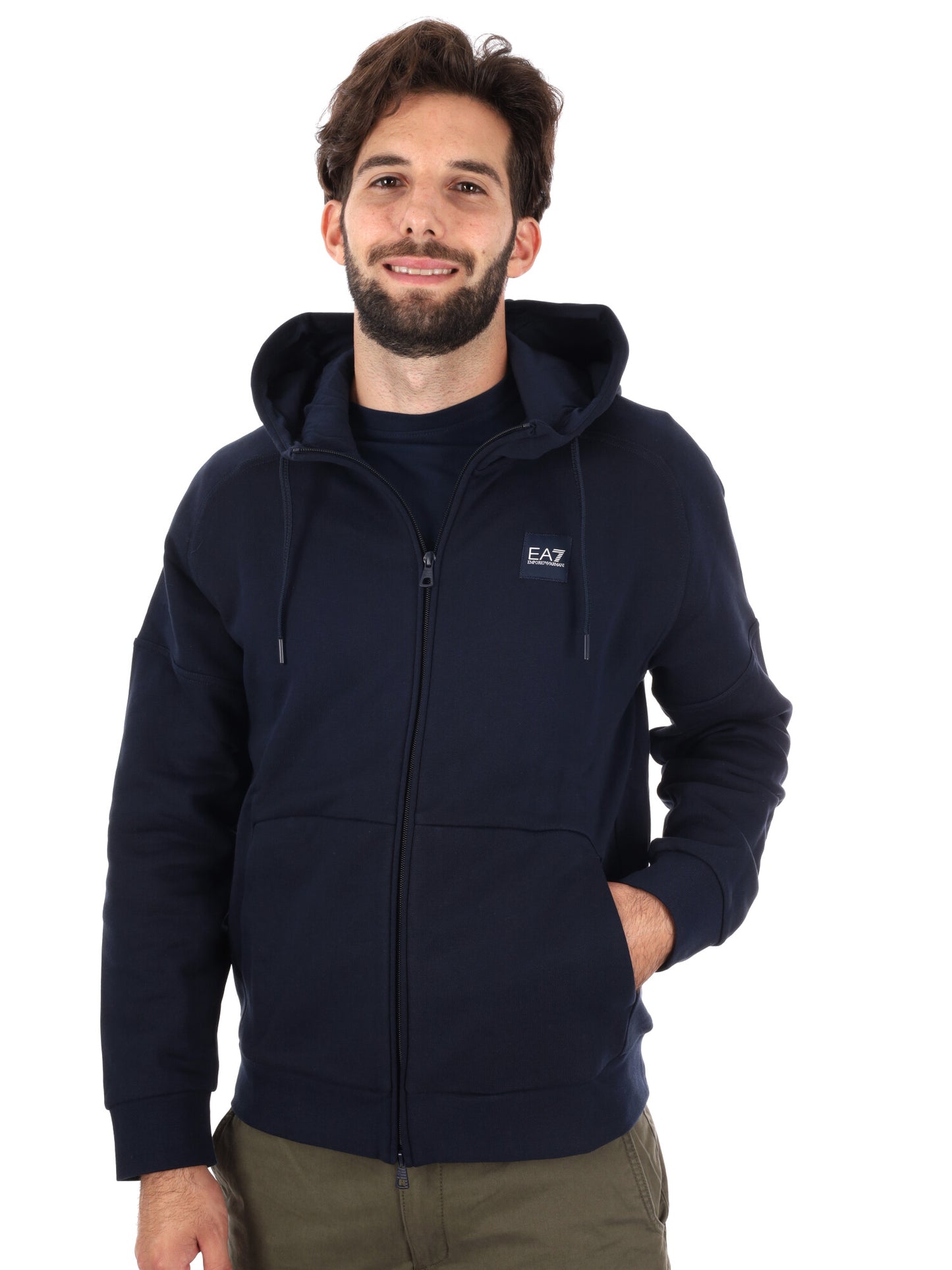 FELPA TRAIN VISIBILITY CON ZIP EA7 EMPORIO ARMANI DA UOMO BLU