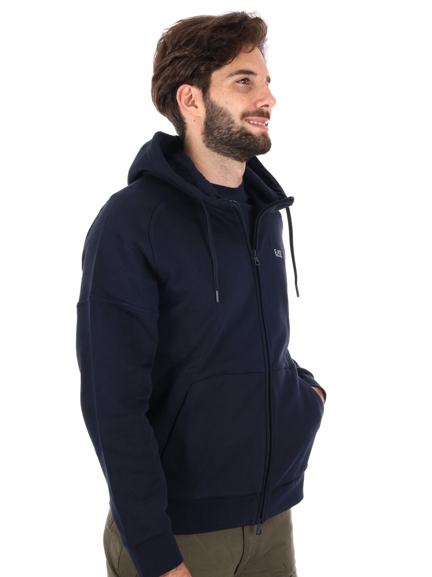 FELPA TRAIN VISIBILITY CON ZIP EA7 EMPORIO ARMANI DA UOMO BLU