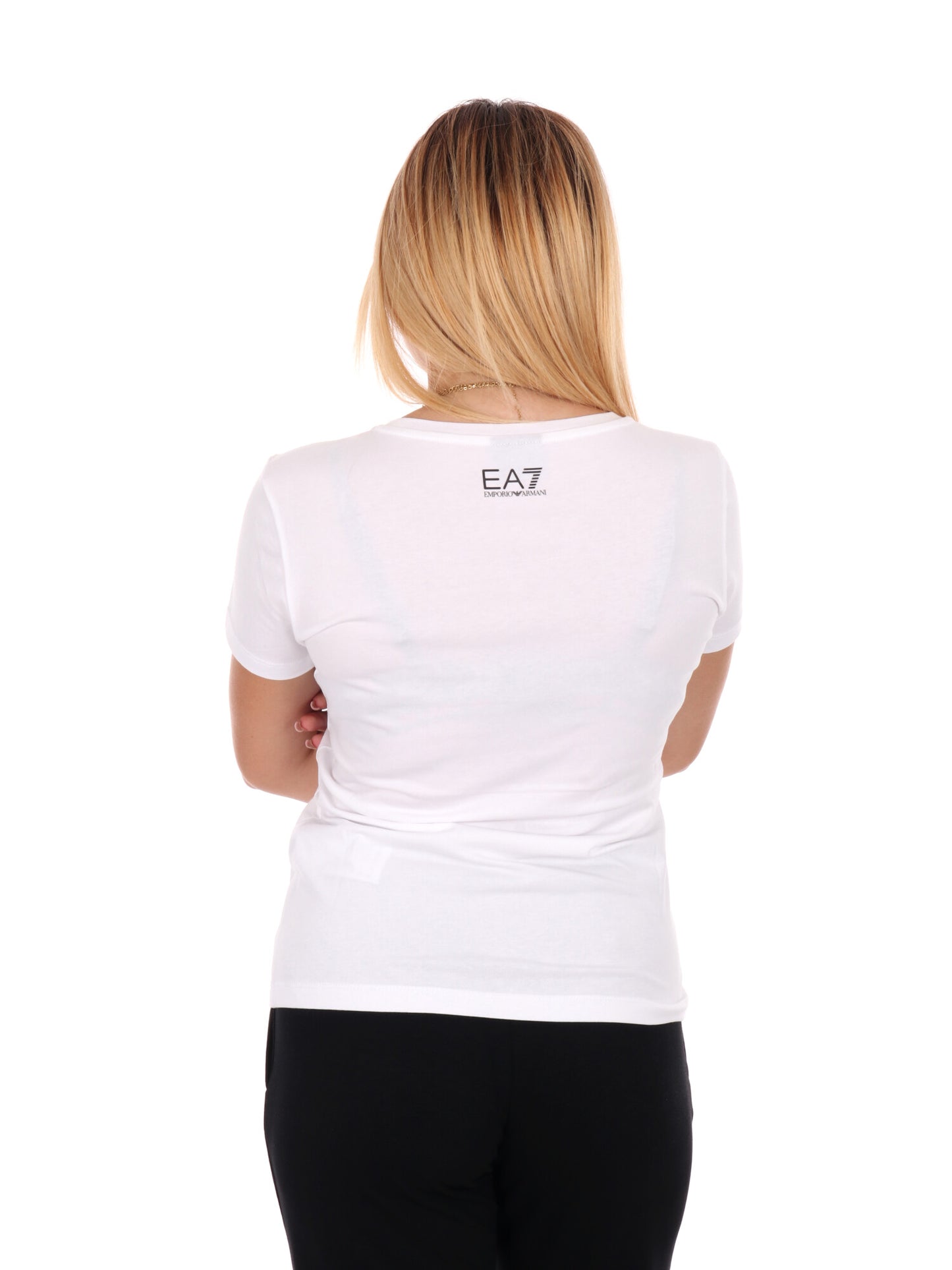 T-SHIRT CON LOGO SLIM EA7 EMPORIO ARMANI DA DONNA BIANCO