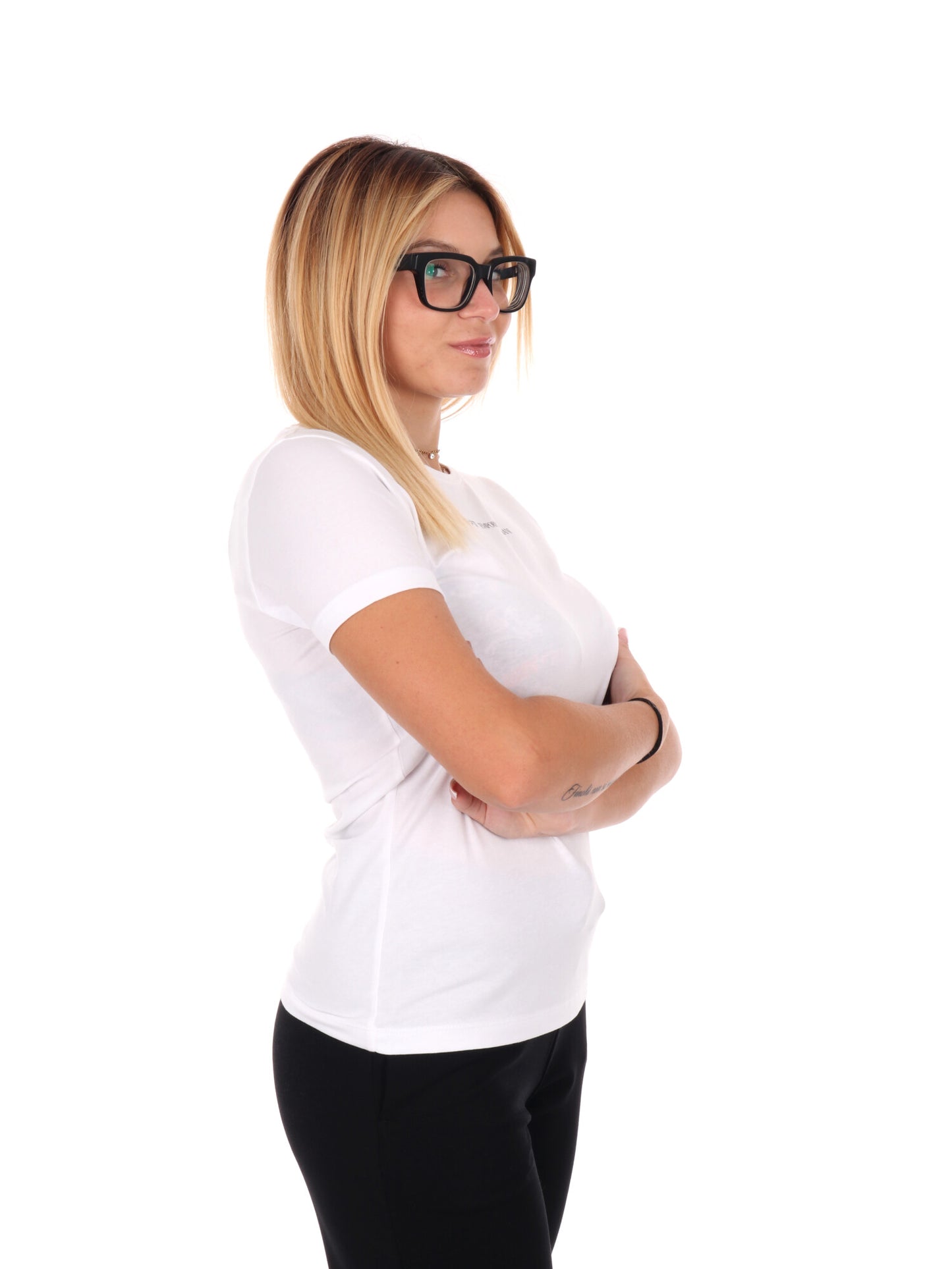 T-SHIRT CON LOGO SLIM EA7 EMPORIO ARMANI DA DONNA BIANCO