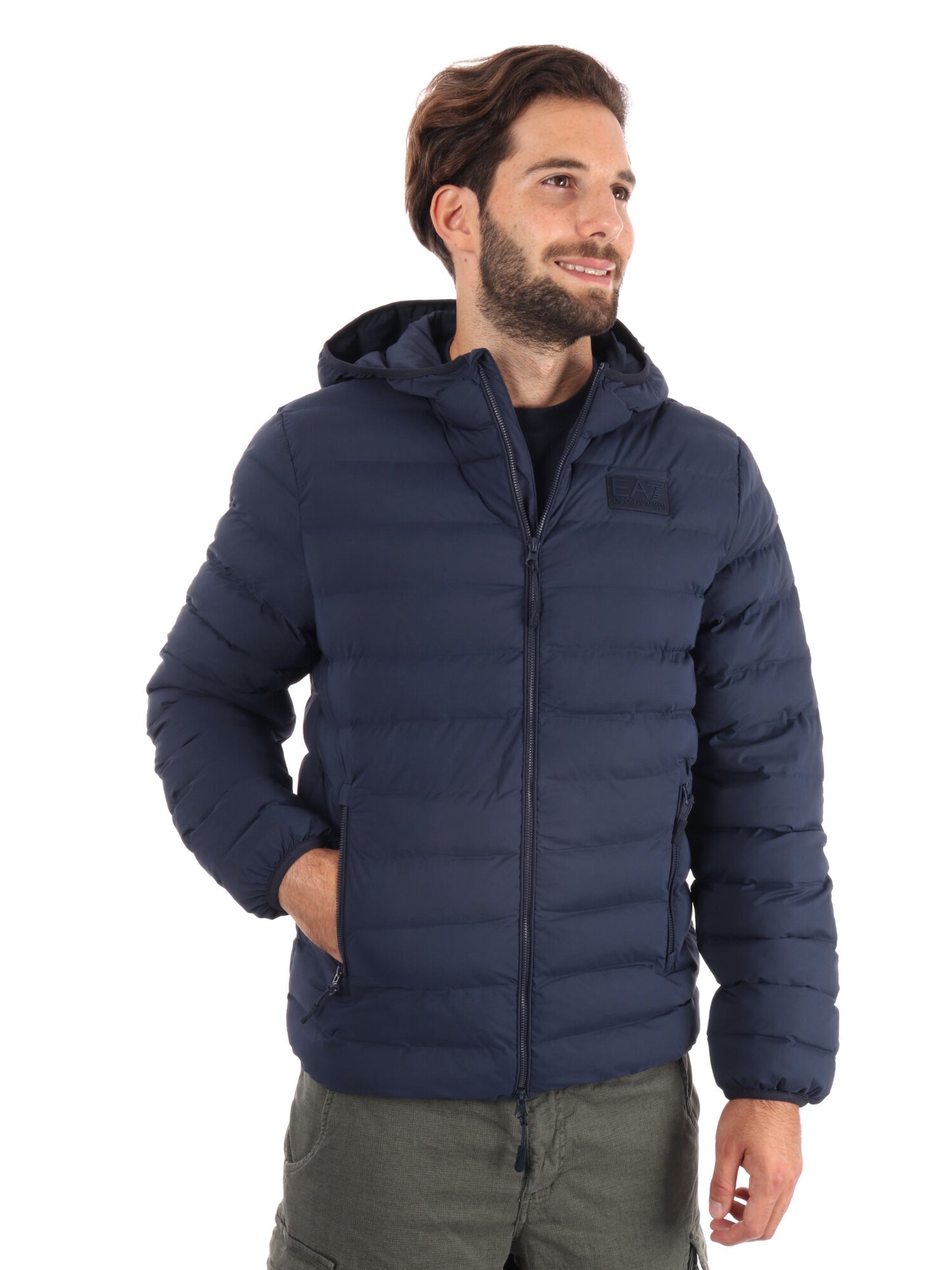 GIUBBINO IMBOTTITO CON CAPPUCCIO EA7 EMPORIO ARMANI DA UOMO BLU