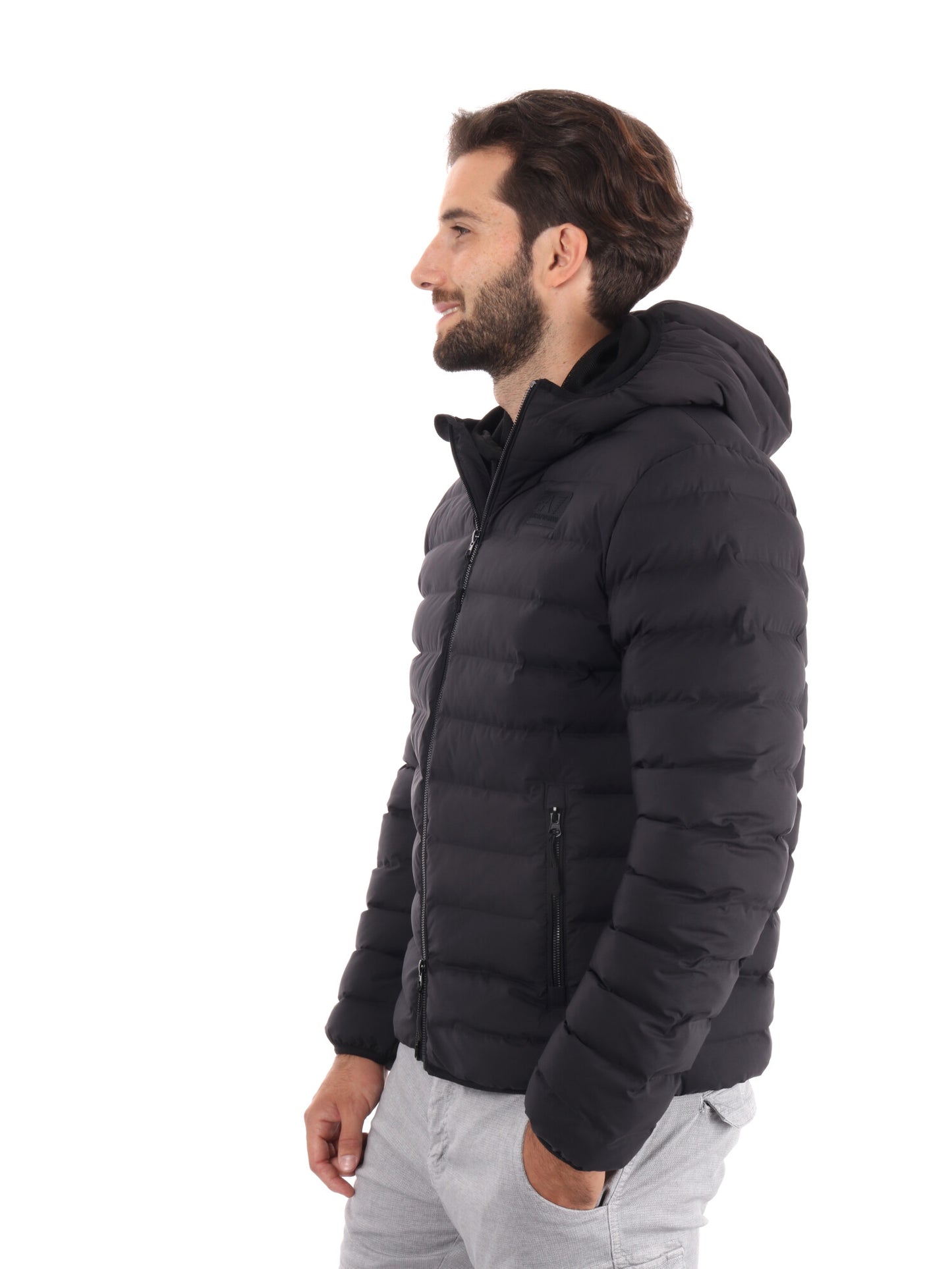 GIUBBINO IMBOTTITO CON CAPPUCCIO EA7 EMPORIO ARMANI DA UOMO NERO