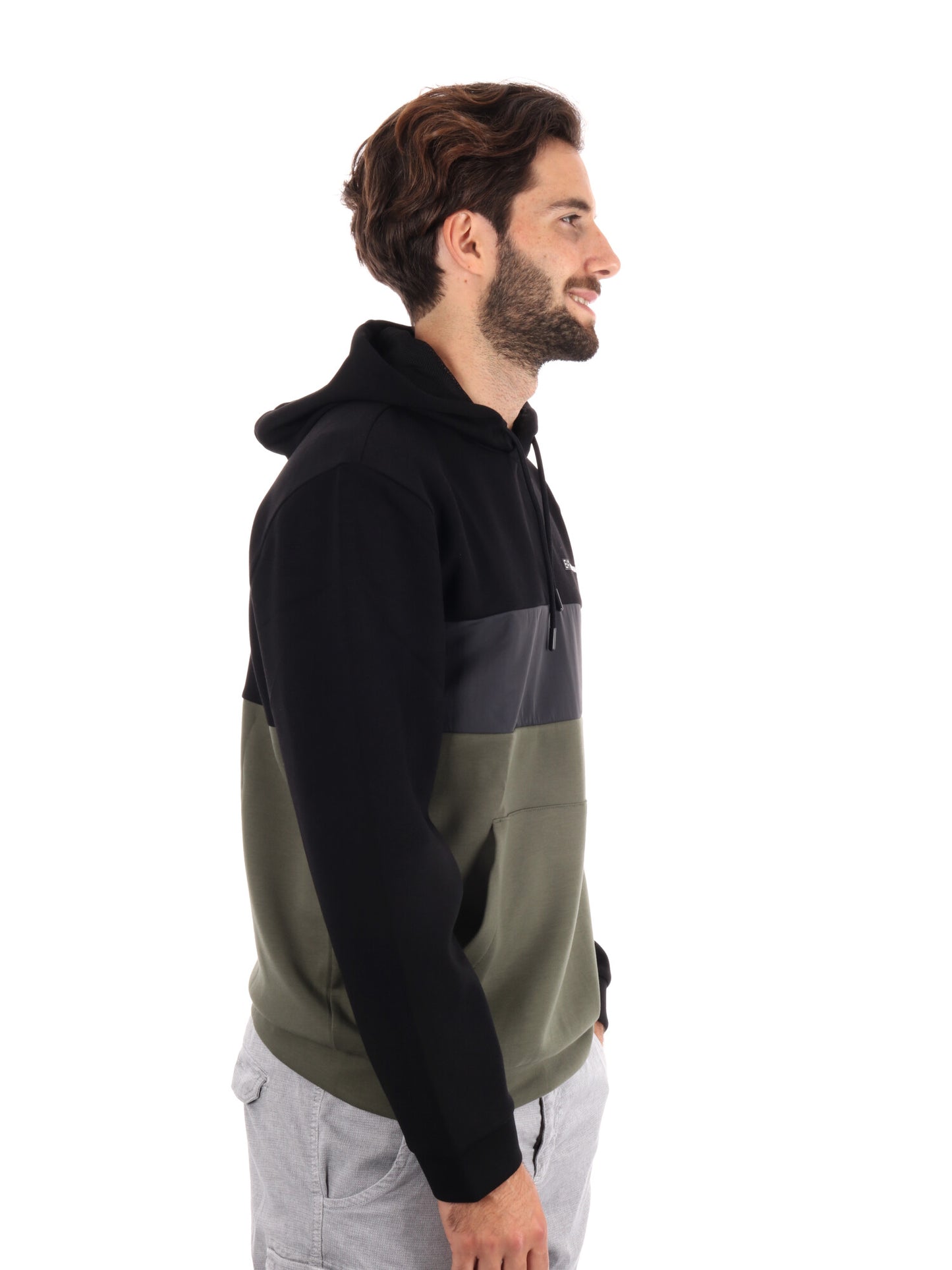 FELPA TRAIN COLOUR EMPORIO ARMANI 7 DA UOMO NERO-VERDE