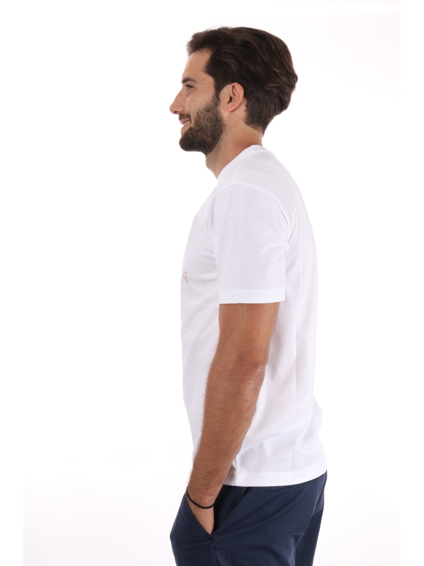 T-SHIRT LOGO SERIES EMPORIO ARMANI 7 DA UOMO BIANCO ORO