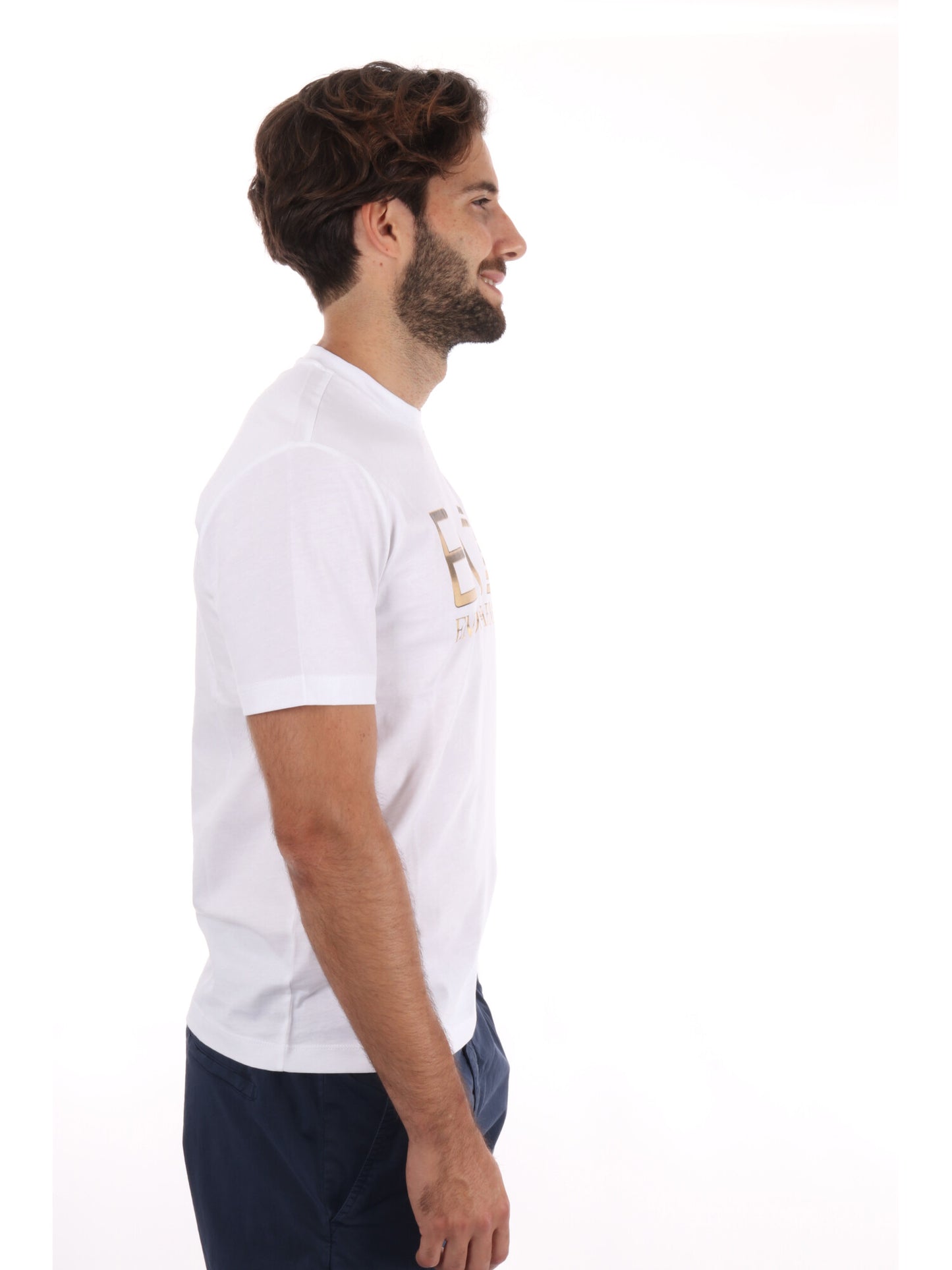 T-SHIRT LOGO SERIES EMPORIO ARMANI 7 DA UOMO BIANCO ORO