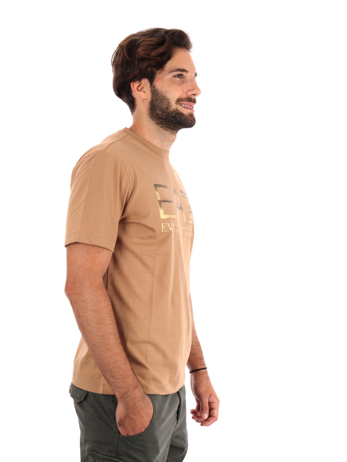 T-SHIRT LOGO SERIES EA7 EMPORIO ARMANI DA UOMO BEIGE