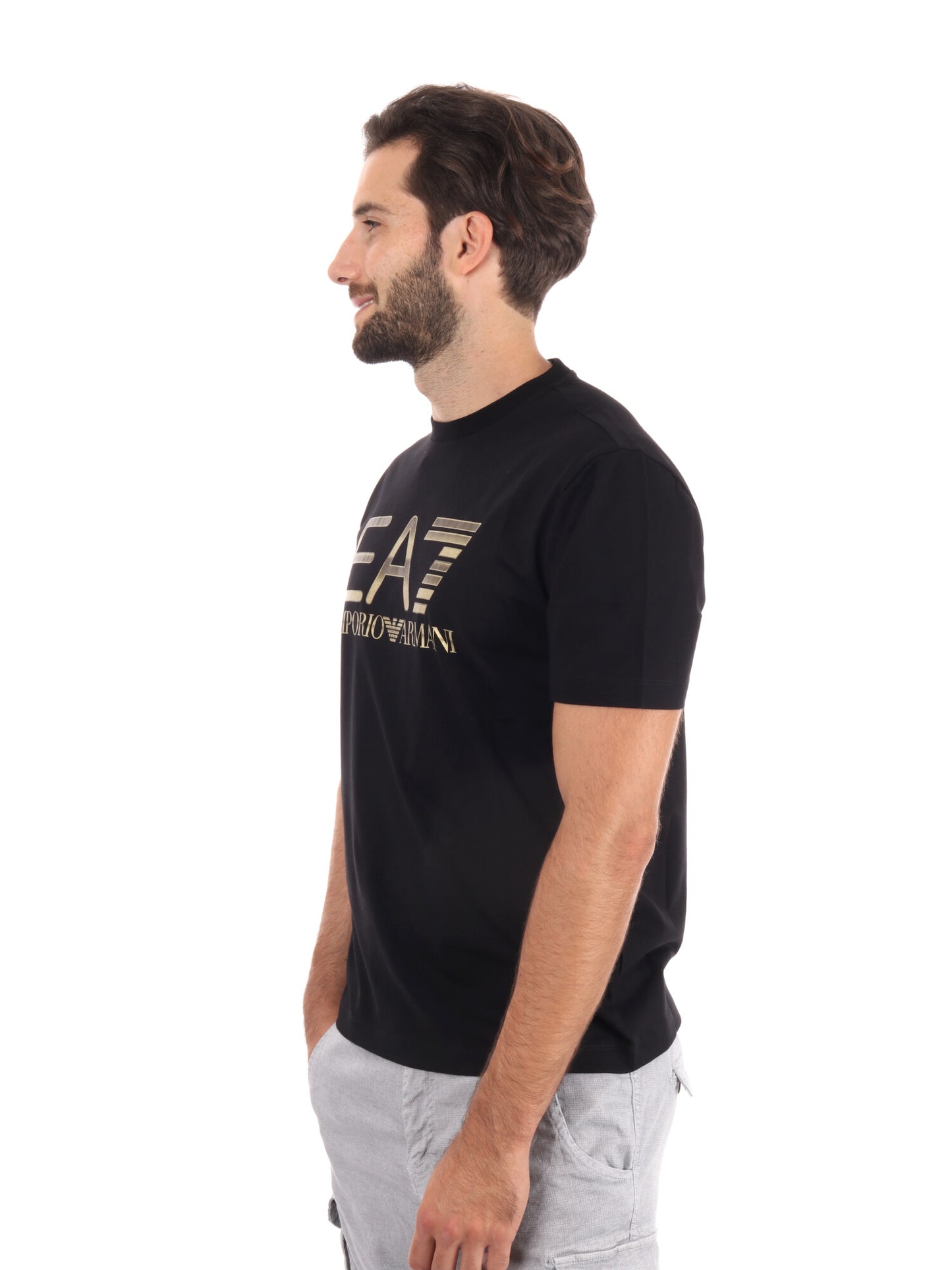 T-SHIRT LOGO SERIES EMPORIO ARMANI 7 DA UOMO NERO ORO