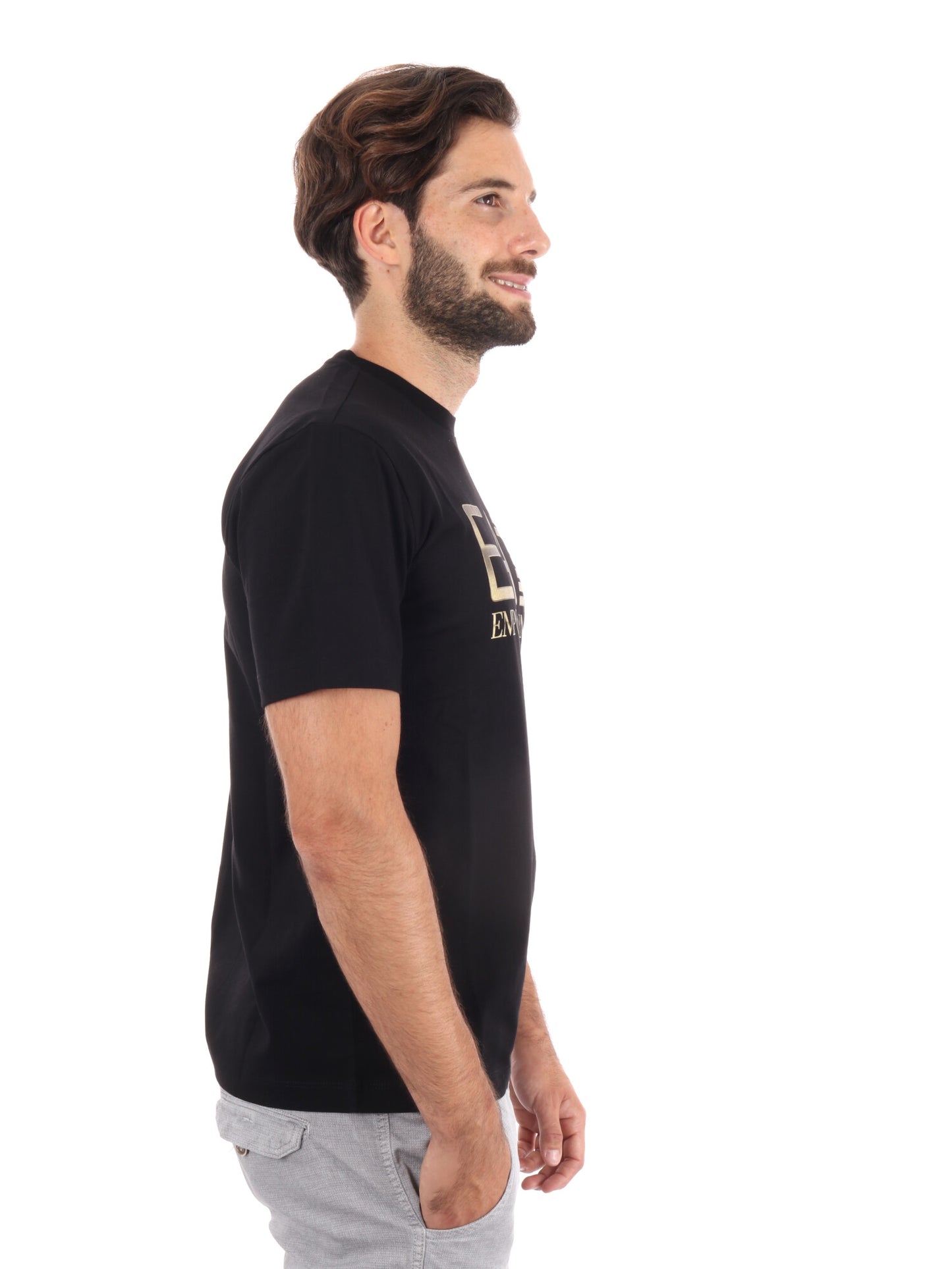 T-SHIRT LOGO SERIES EMPORIO ARMANI 7 DA UOMO NERO ORO