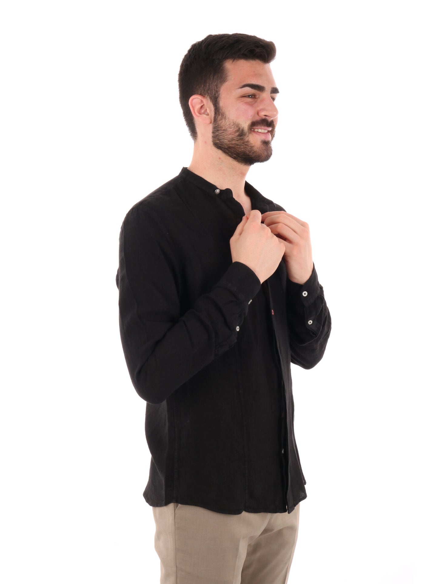 FB CAMICIA ML LINO - NERO