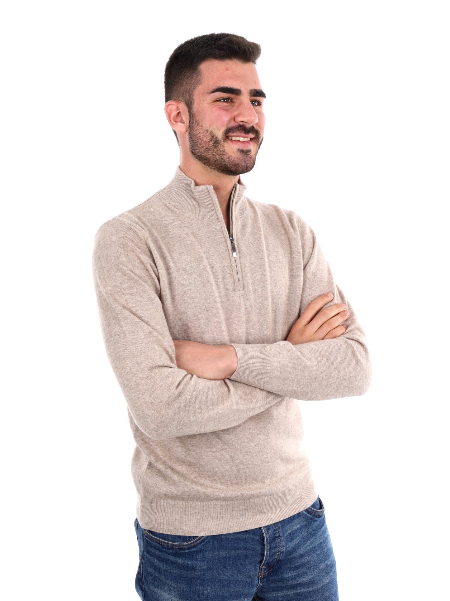 MAGLIA MEZZA ZIP FB UOMO BEIGE