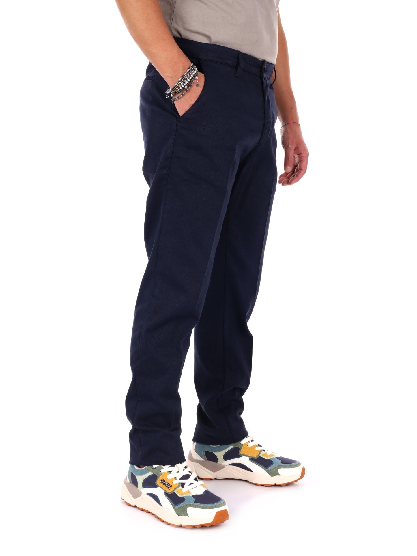 Pantaloni Bill Blu da uomo in lycra, stile casual e versatile
