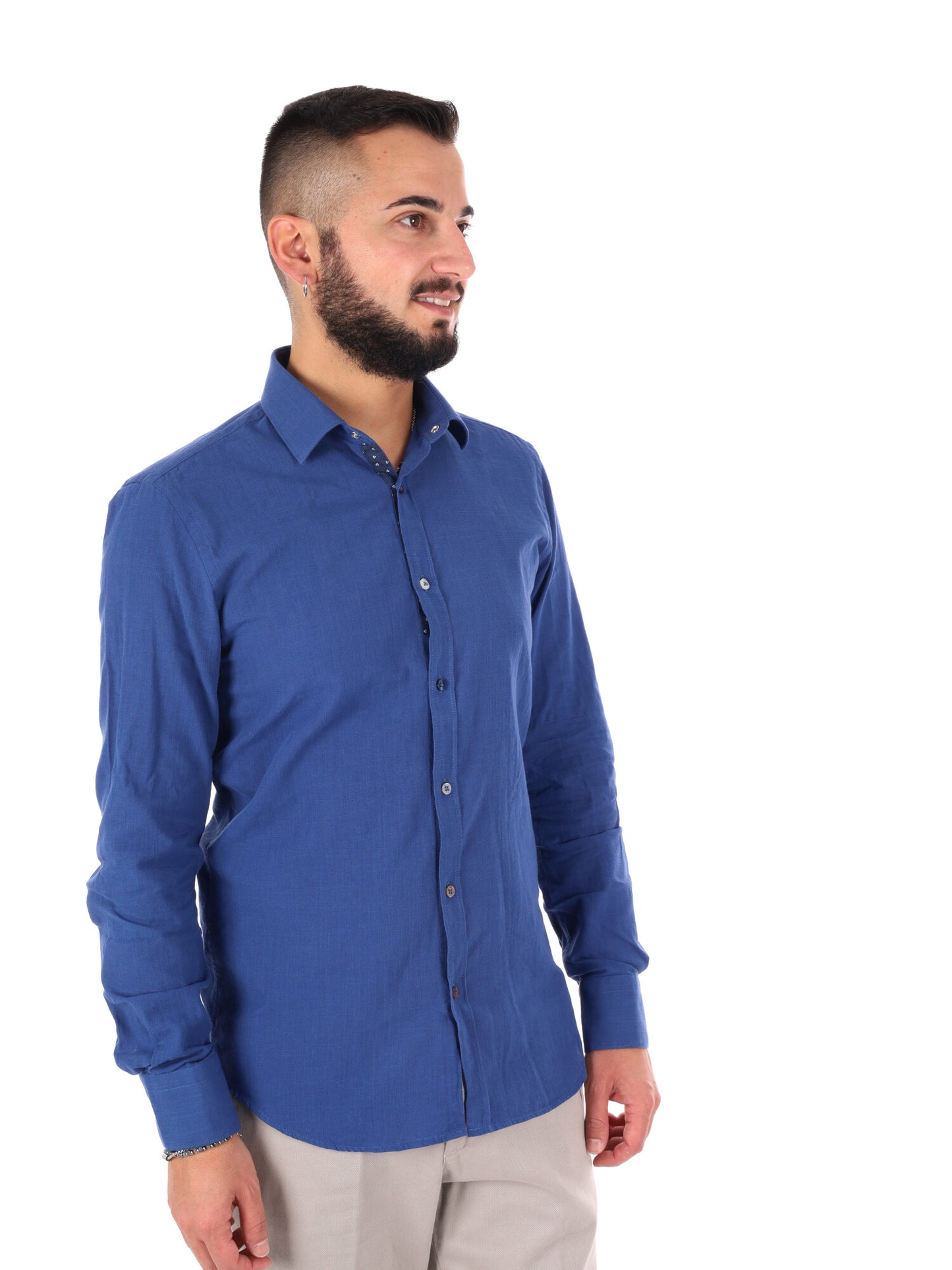 Camicia uomo FB Bonita 369 in blu per un look casual elegante