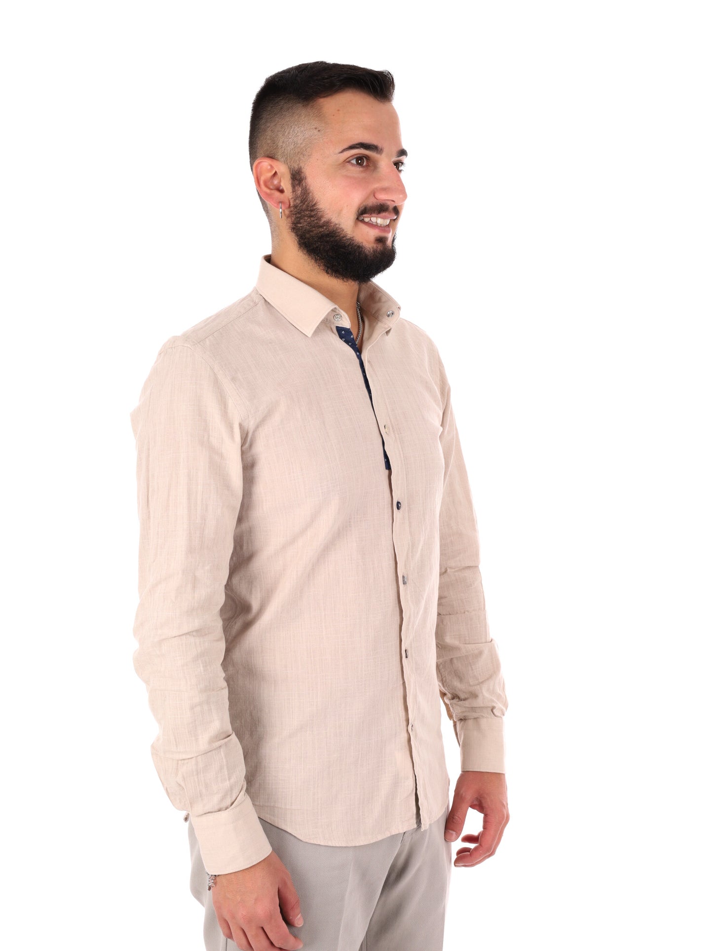 Camicia elegante da uomo FB Bonita 369 beige per cerimonie