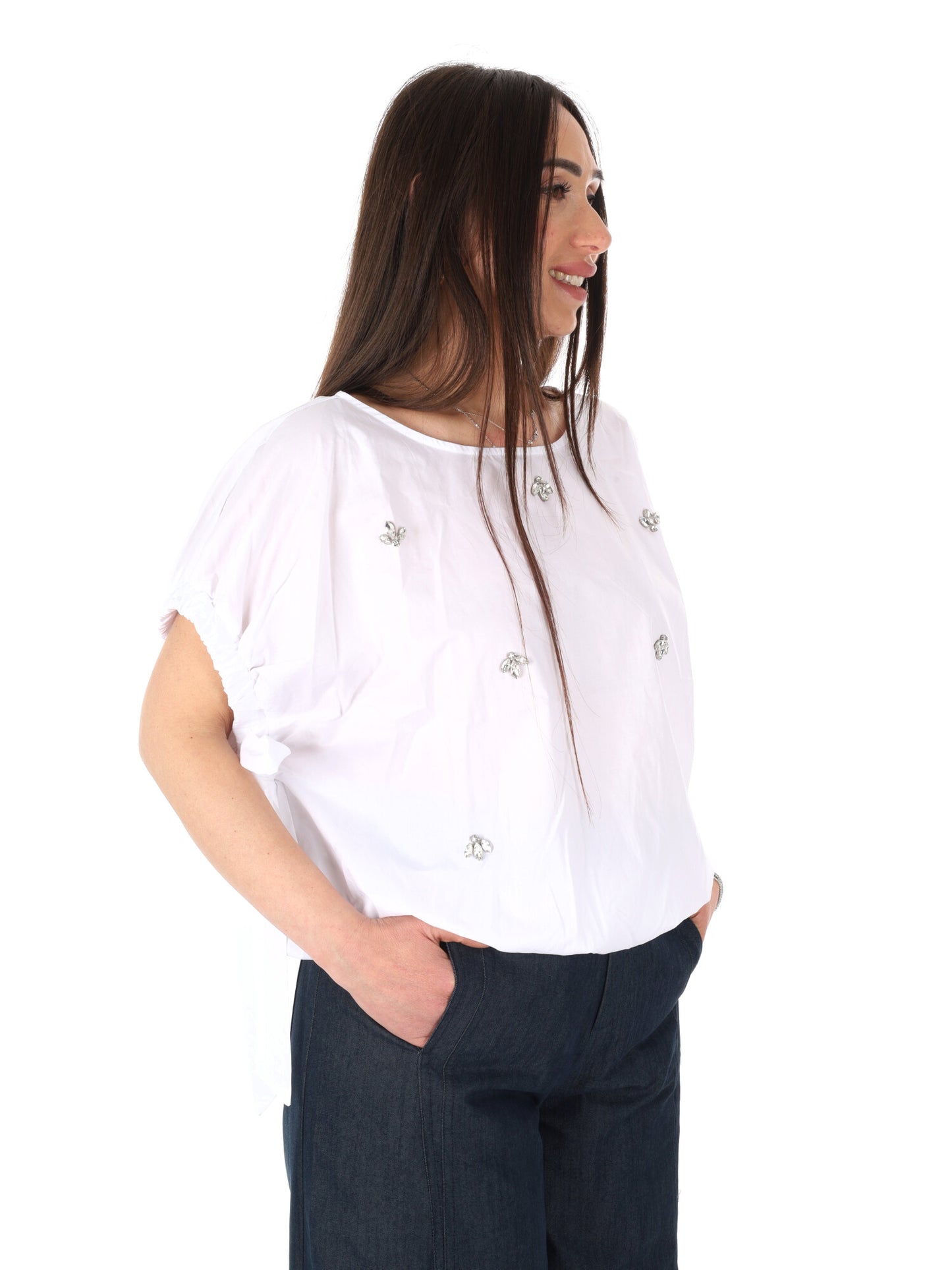 Yes Zee camicia donna bianca dalla linea versatile e moderna