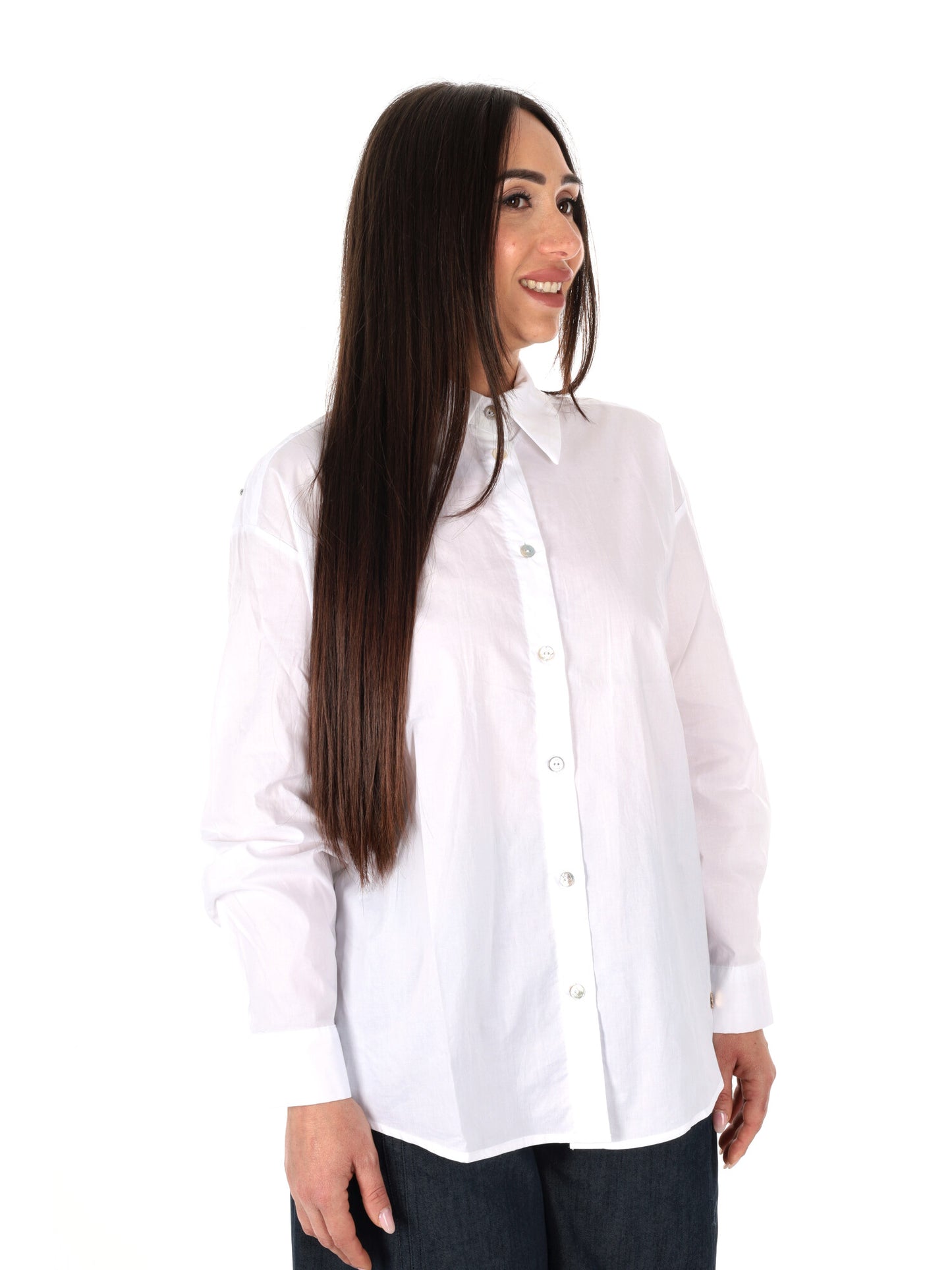 Yes-Zee camicia donna bianca dalla linea pulita