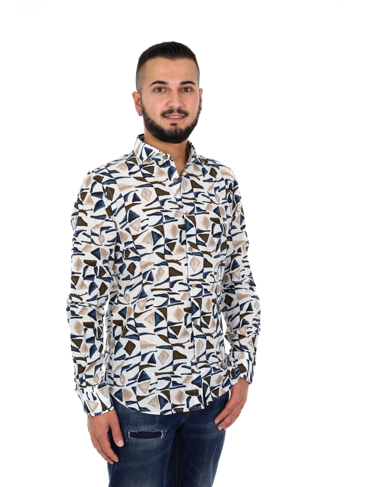 Camicia Yes-Zee uomo multicolore dal design unico