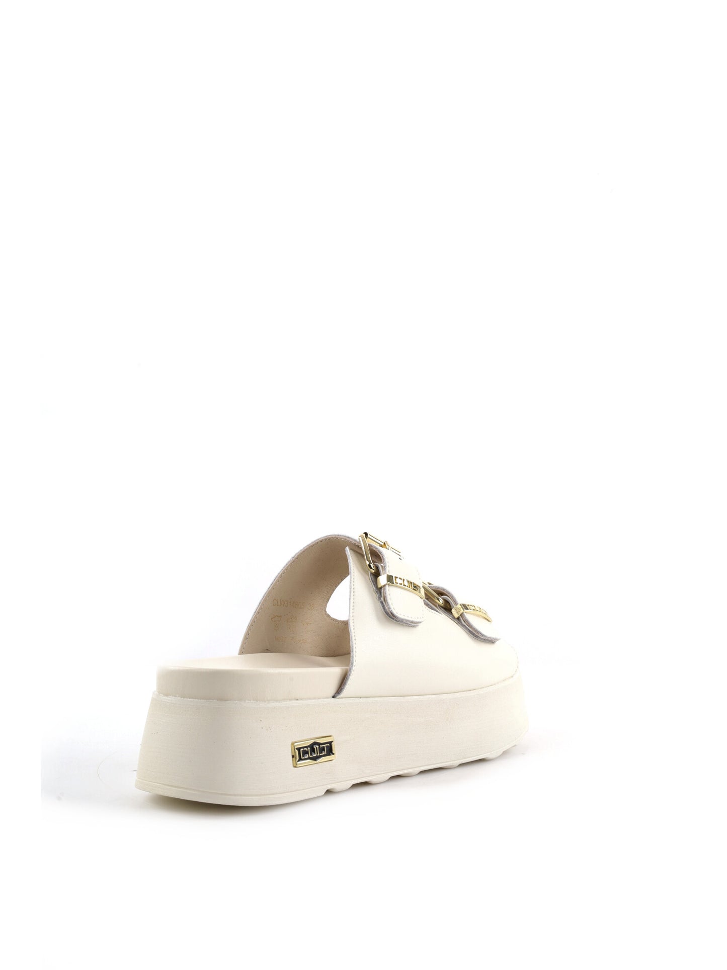 Sandali Janis di Cult donna in cuoio crema con fibbie metalliche