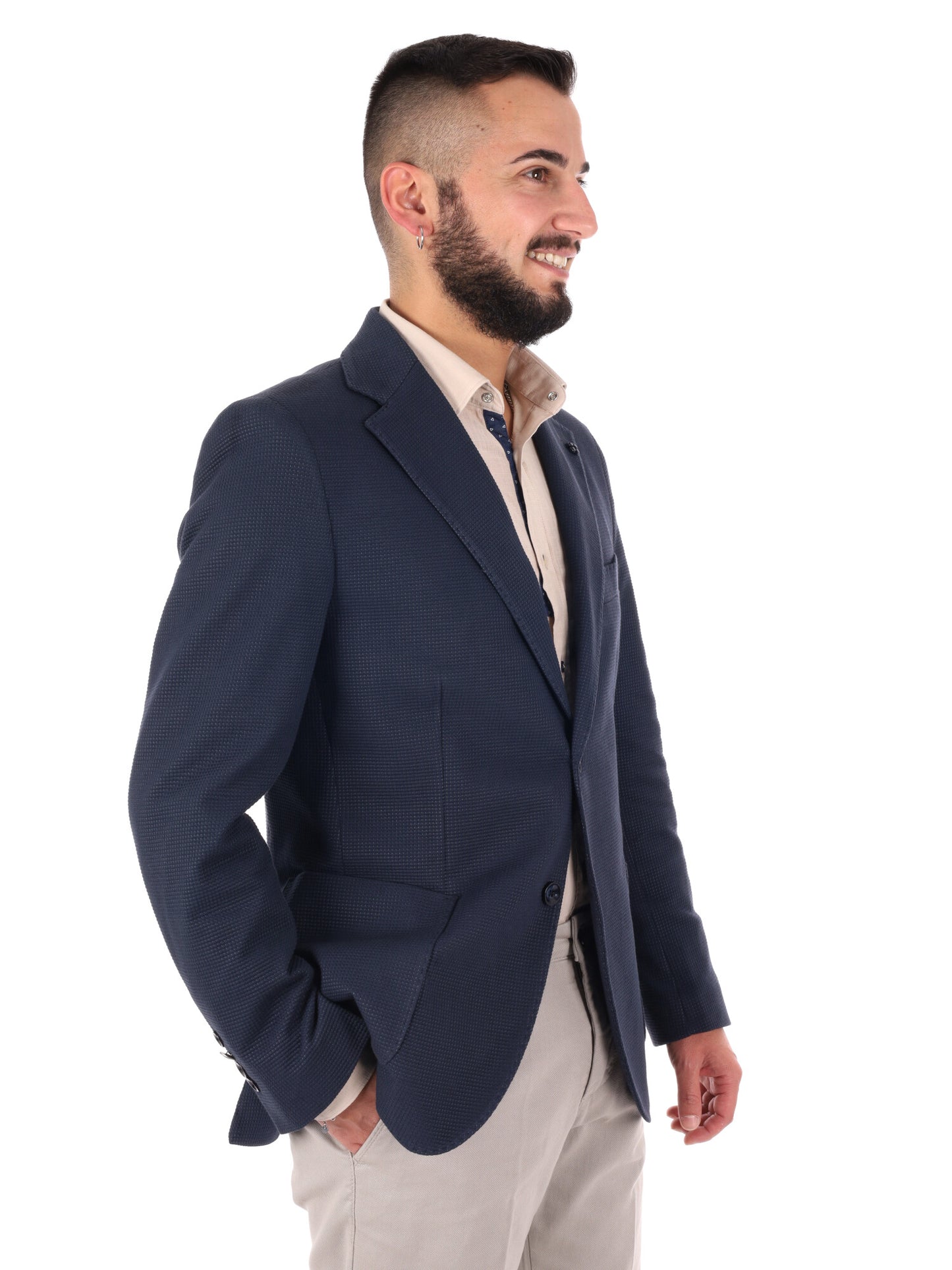 Giacca da uomo FB Drop 4 blu, elegante per la primavera-estate