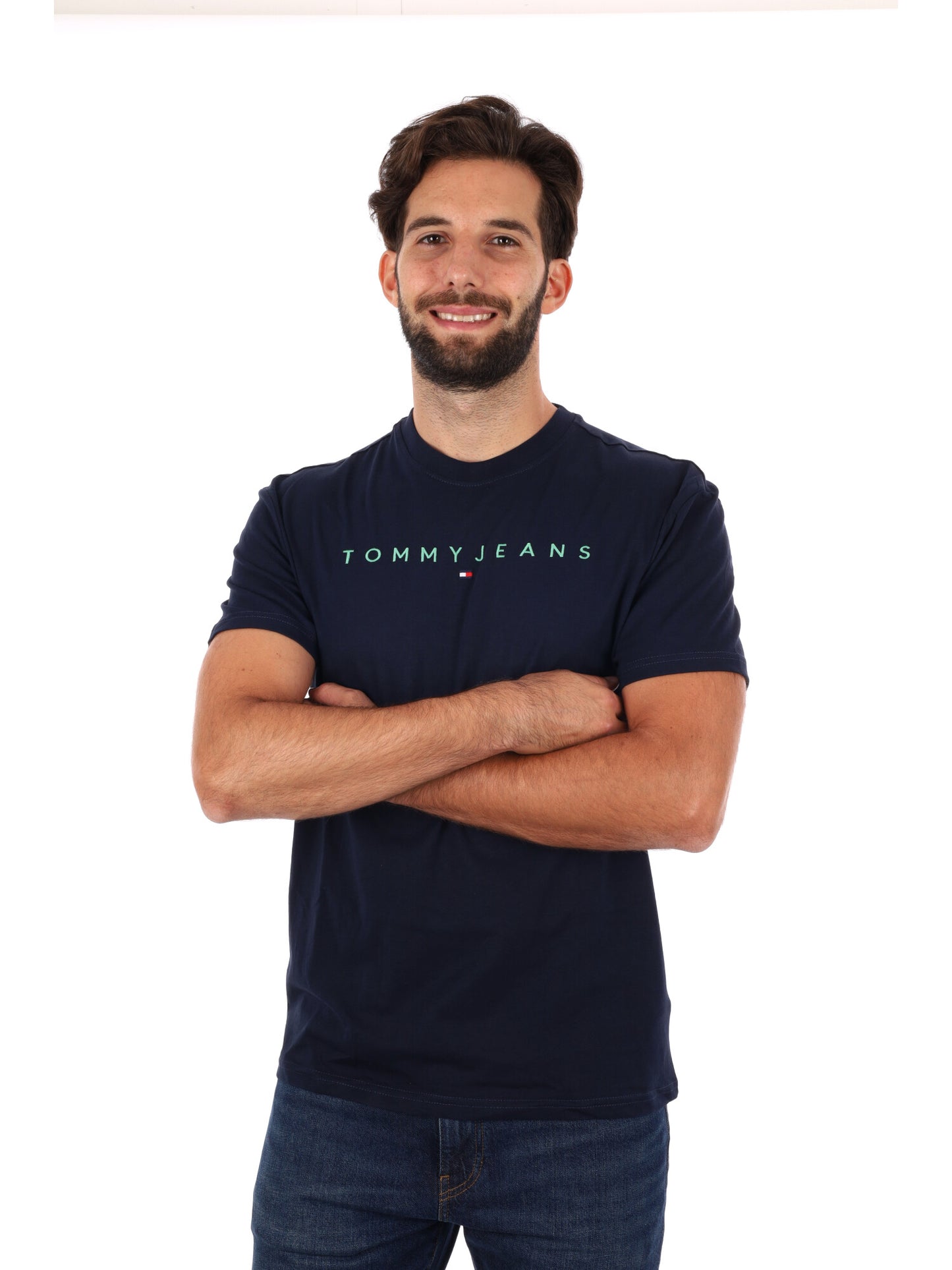 T-SHIRT LOGO LINEARE TOMMY JEANS DA UOMO BLU