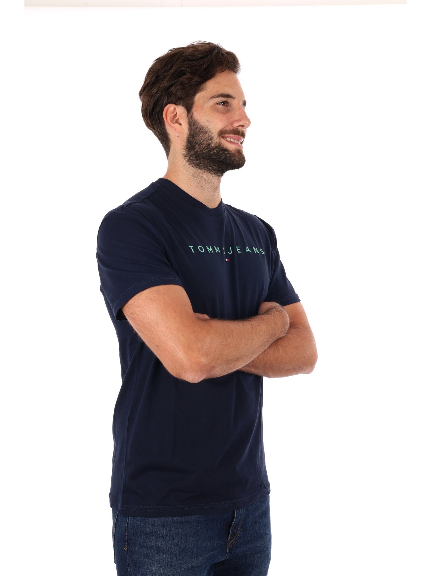 T-SHIRT LOGO LINEARE TOMMY JEANS DA UOMO BLU