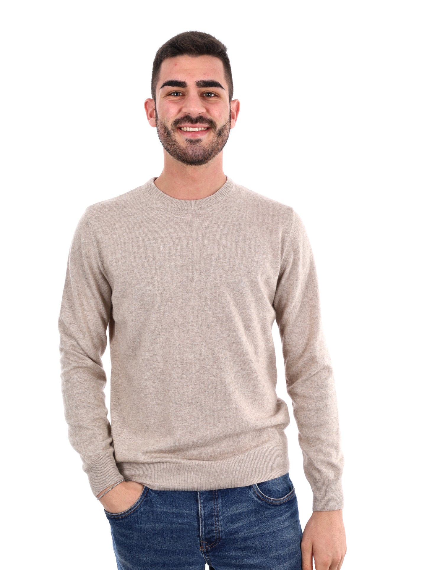 MAGLIA GIROCOLLO FB DA UOMO BEIGE