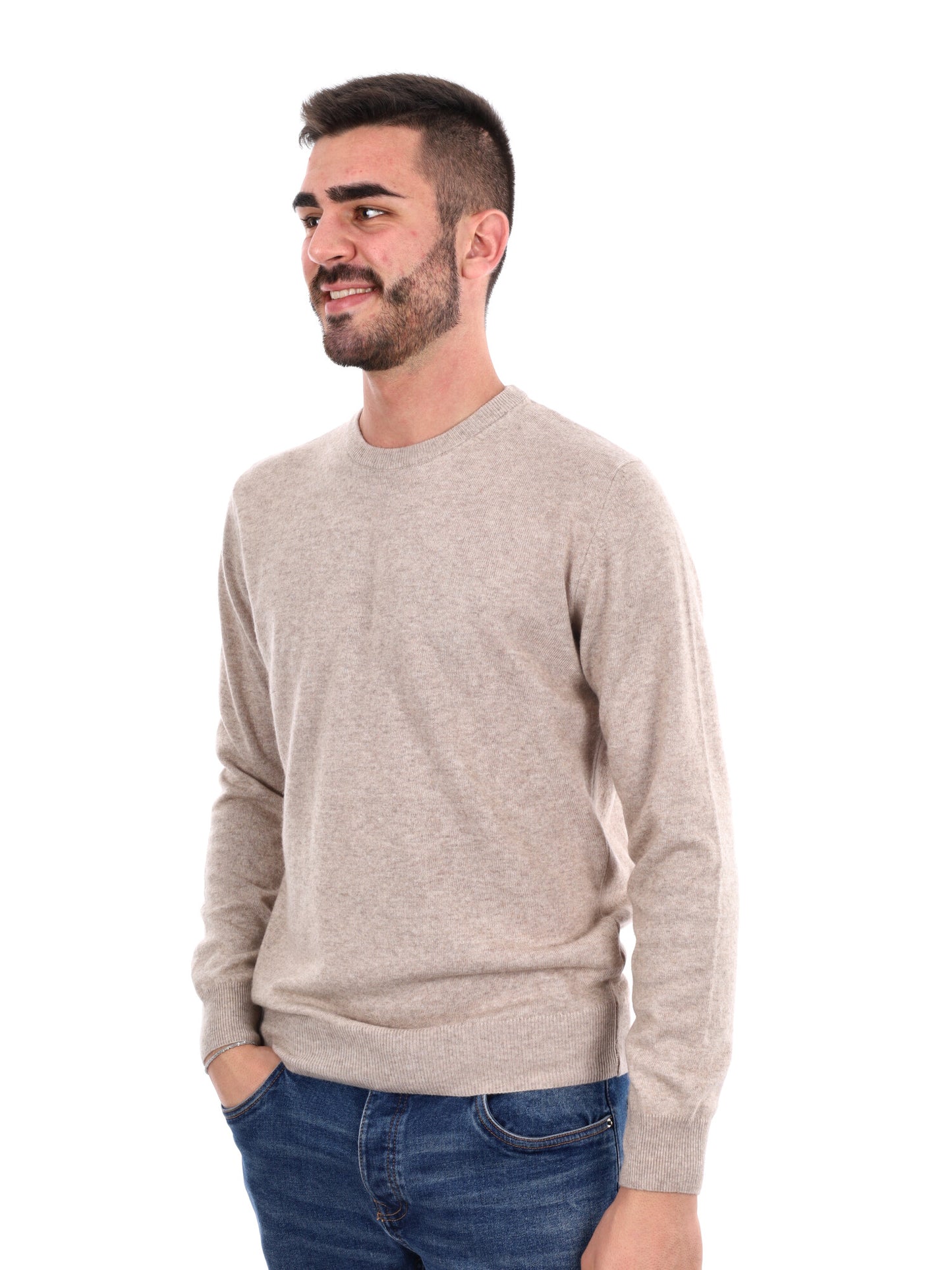 MAGLIA GIROCOLLO FB DA UOMO BEIGE
