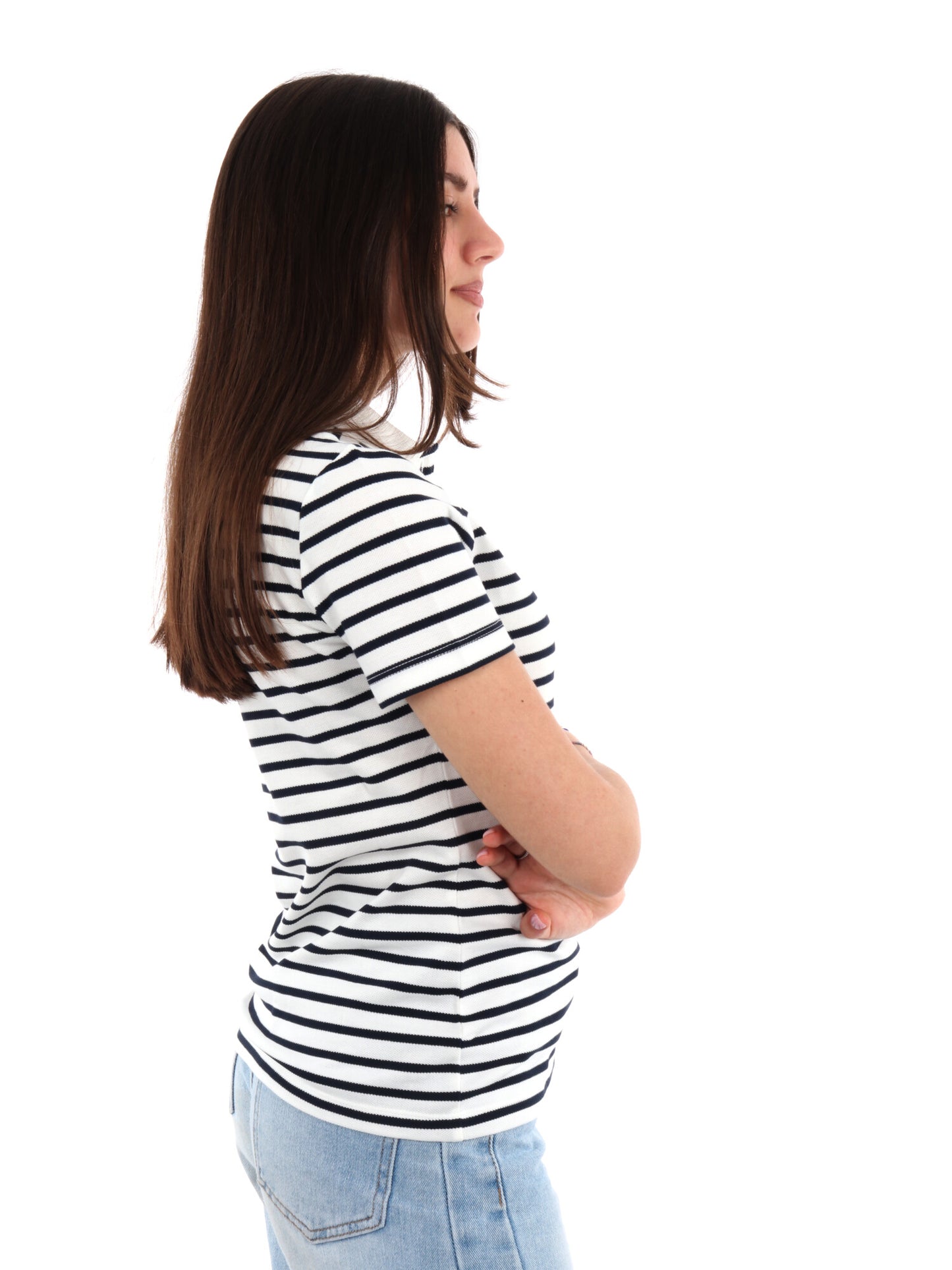 POLO SLIM ESSENTIAL TOMMY JEANS DONNA BIANCO-BLU