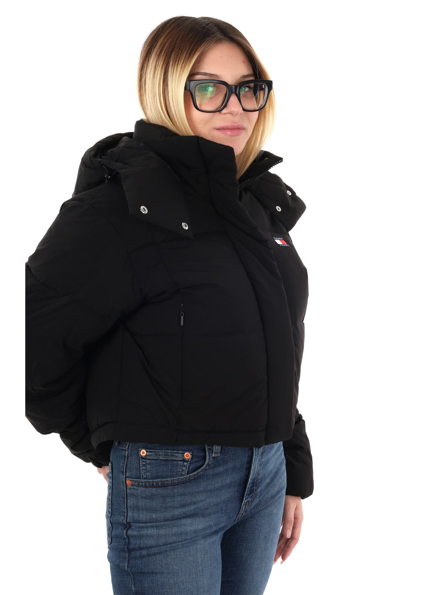 PIUMINO IMBOTTITO CROPPED ALASKA TOMMY JEANS DA DONNA NERO