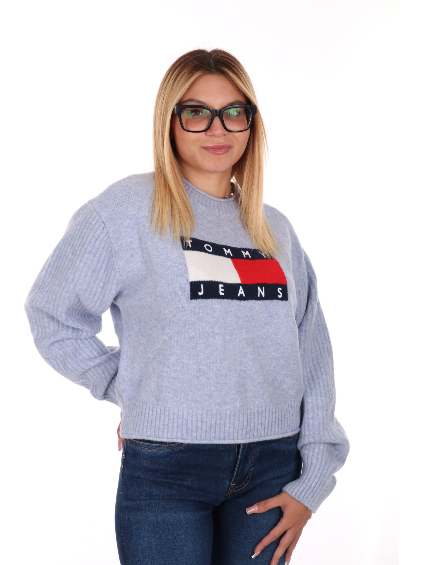 PULLOVER FLAG TOMMY JEANS DA DONNA LILLA