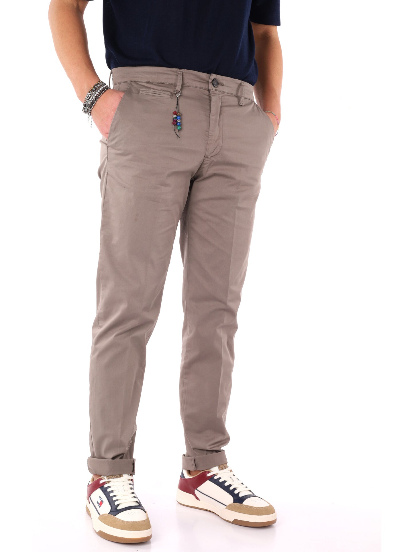 Pantaloni Enzo FB da uomo in tinta fango per primavera estate
