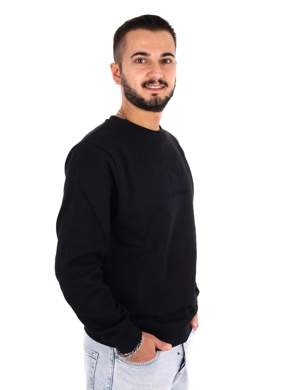 Ds2 Felpa girocollo da uomo nera
