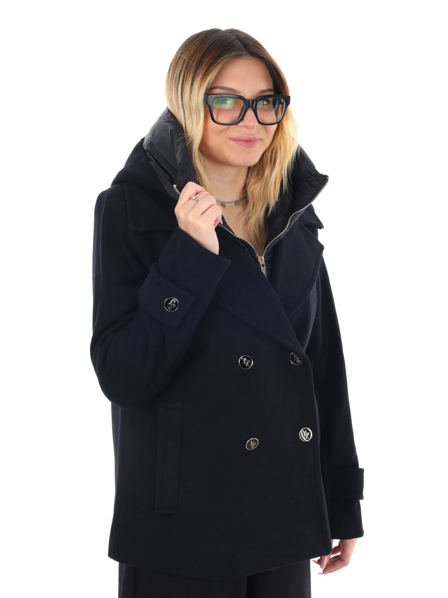 CAPPOTTO CORTO YES ZEE DA DONNA NERO