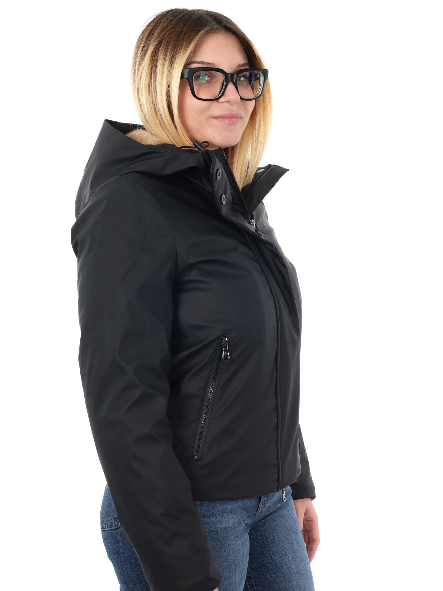 GIUBBINO RANCREDIA CON CAPPUCCIO CANADIAN DA DONNA NERO