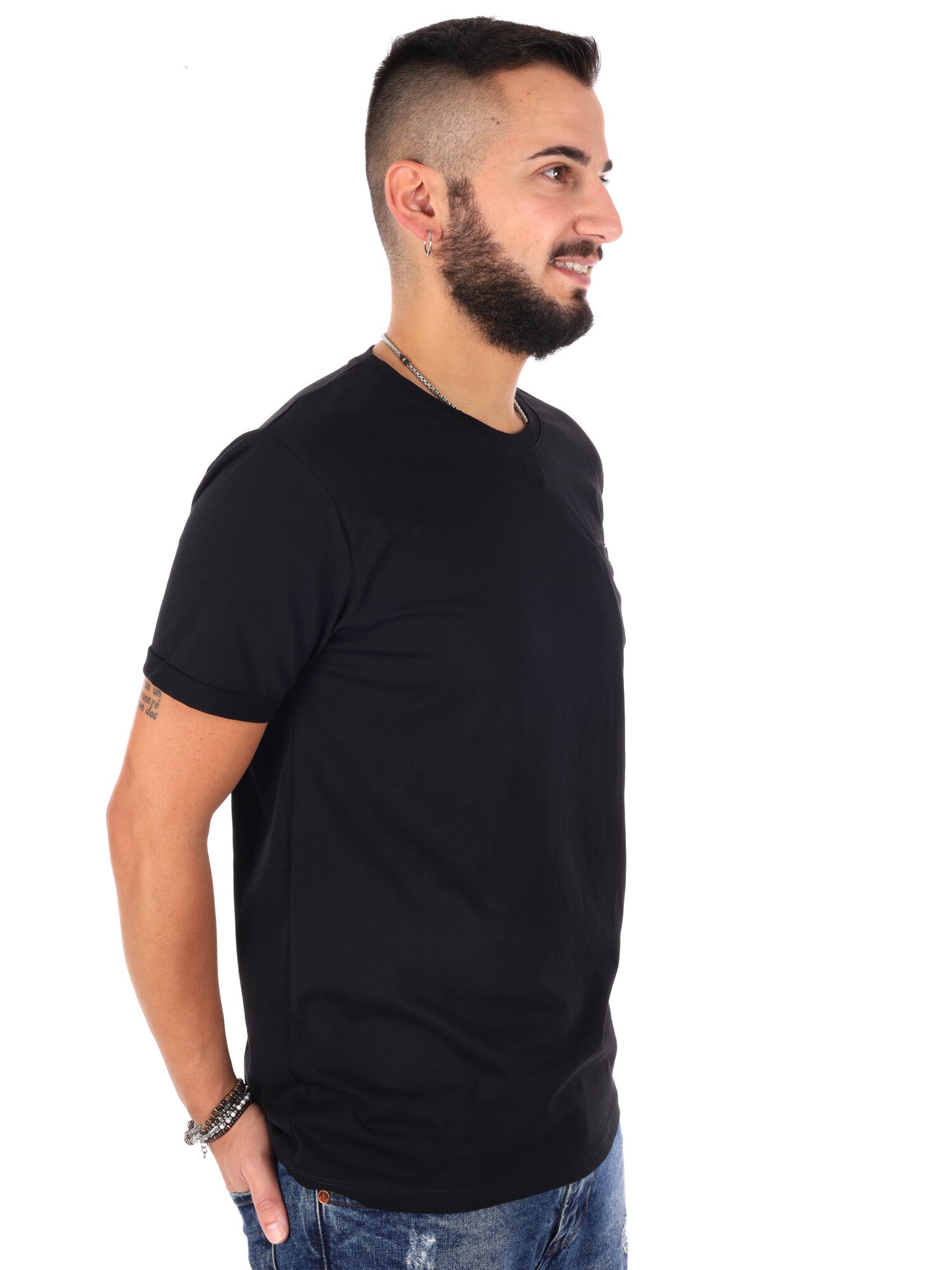 T-shirt con taschino Gianni Lupo da uomo in nero