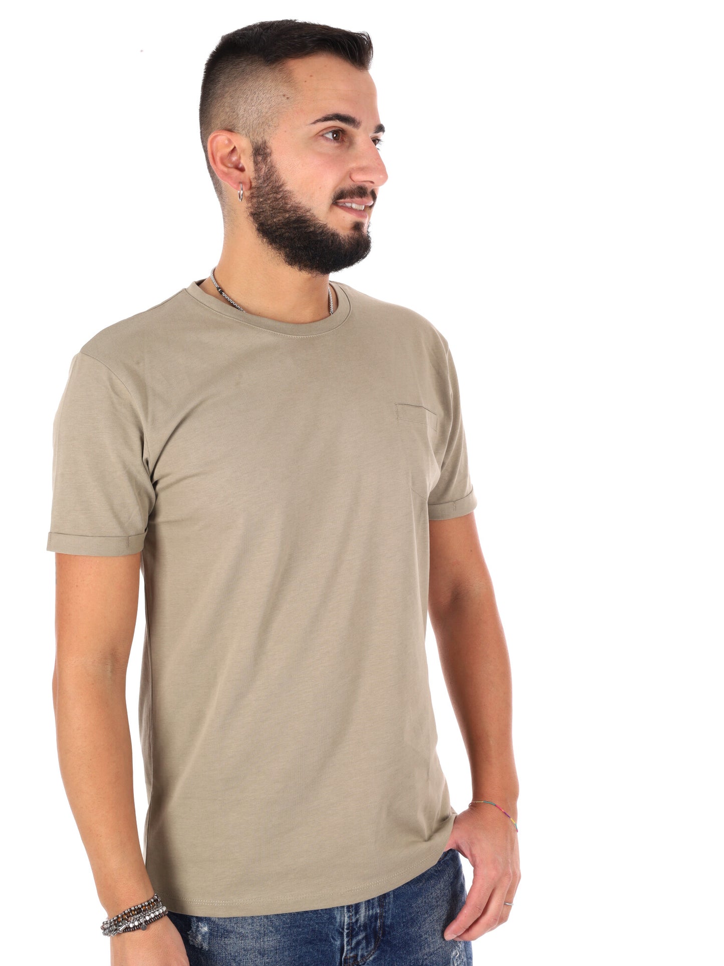 T-shirt uomo Gianni Lupo verde militare, stile casual