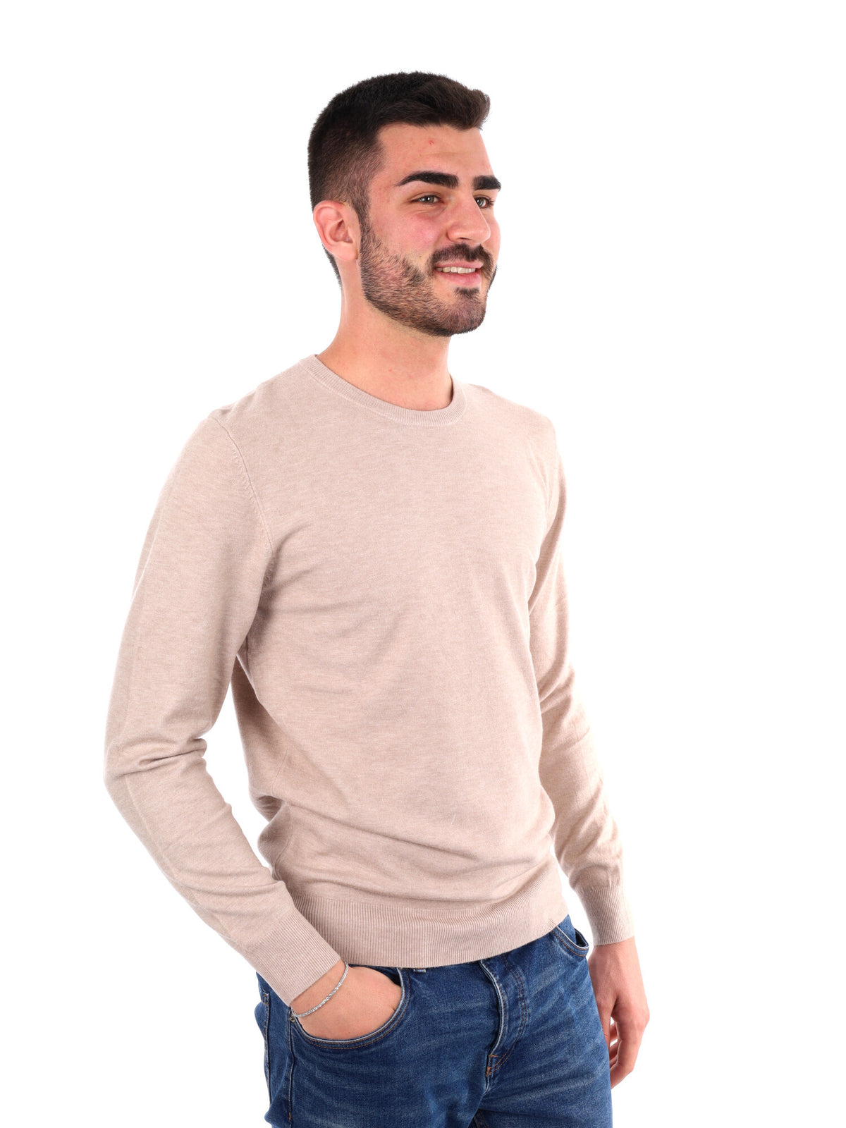 Gianni lupo girocoll maglia da uomo camel