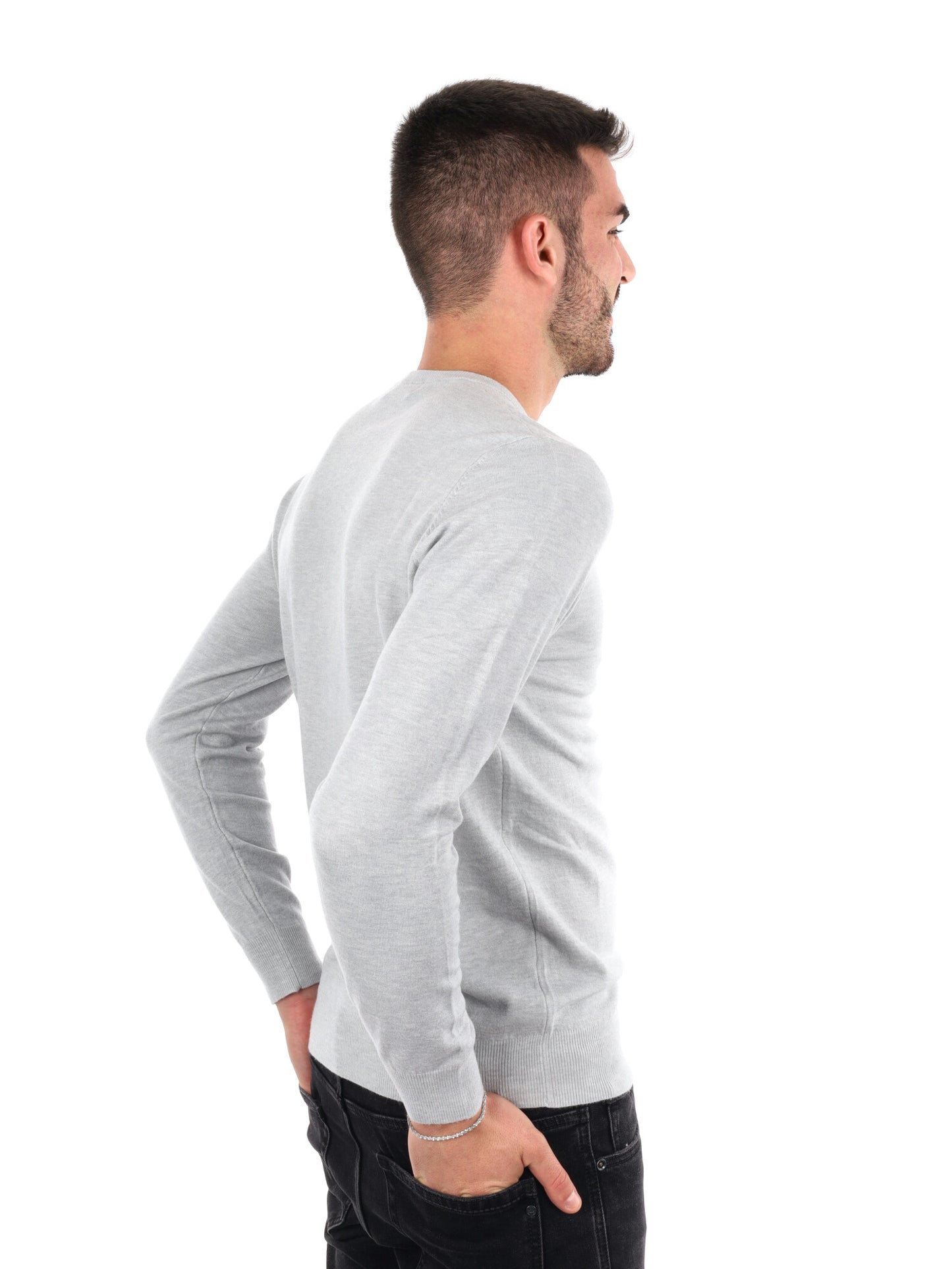 MAGLIA GIROCOLLO GIANNI LUPO DA UOMO GRIGIO CHIARO