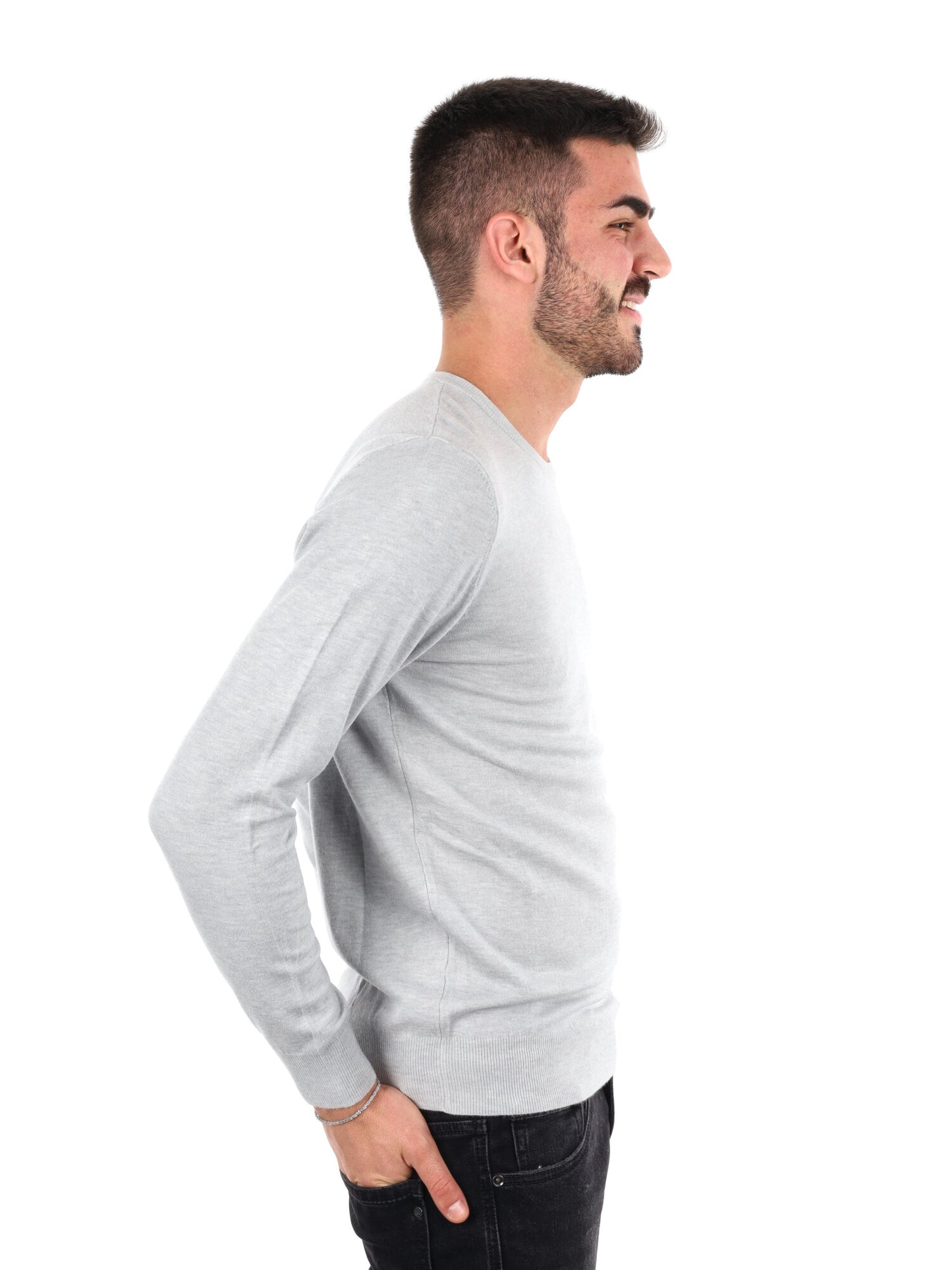 MAGLIA GIROCOLLO GIANNI LUPO DA UOMO GRIGIO CHIARO
