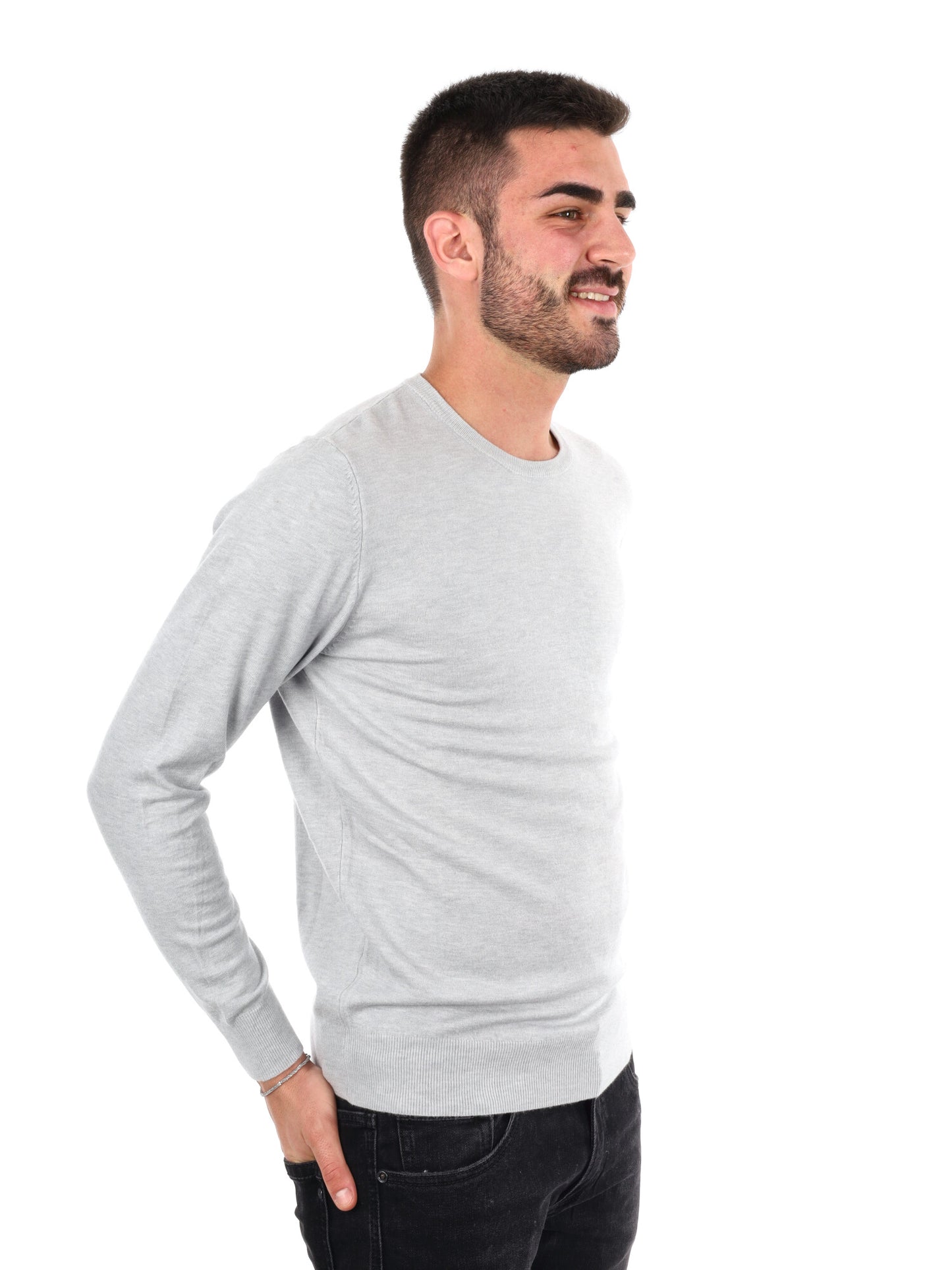 MAGLIA GIROCOLLO GIANNI LUPO DA UOMO GRIGIO CHIARO