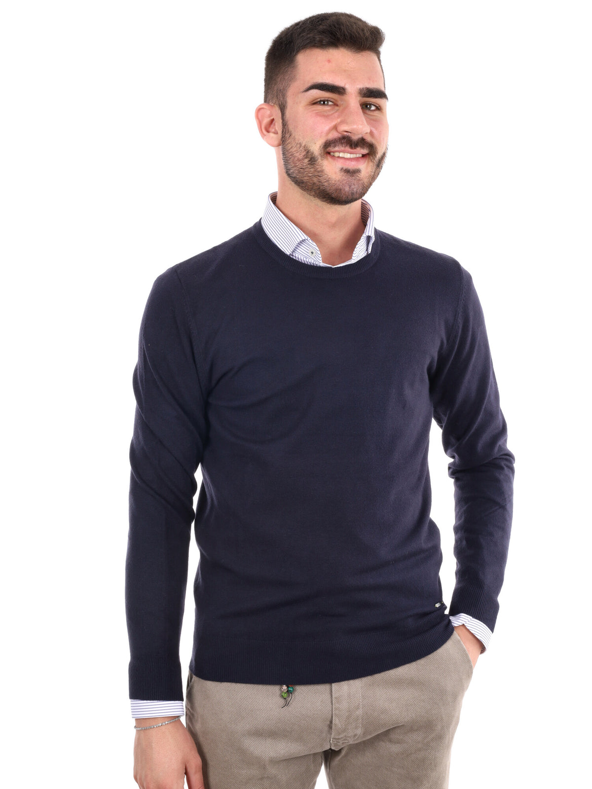 Gianni lupo girocoll maglia da uomo blu
