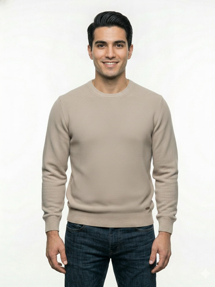Gianni Lupo maglia girocollo casual da uomo beige