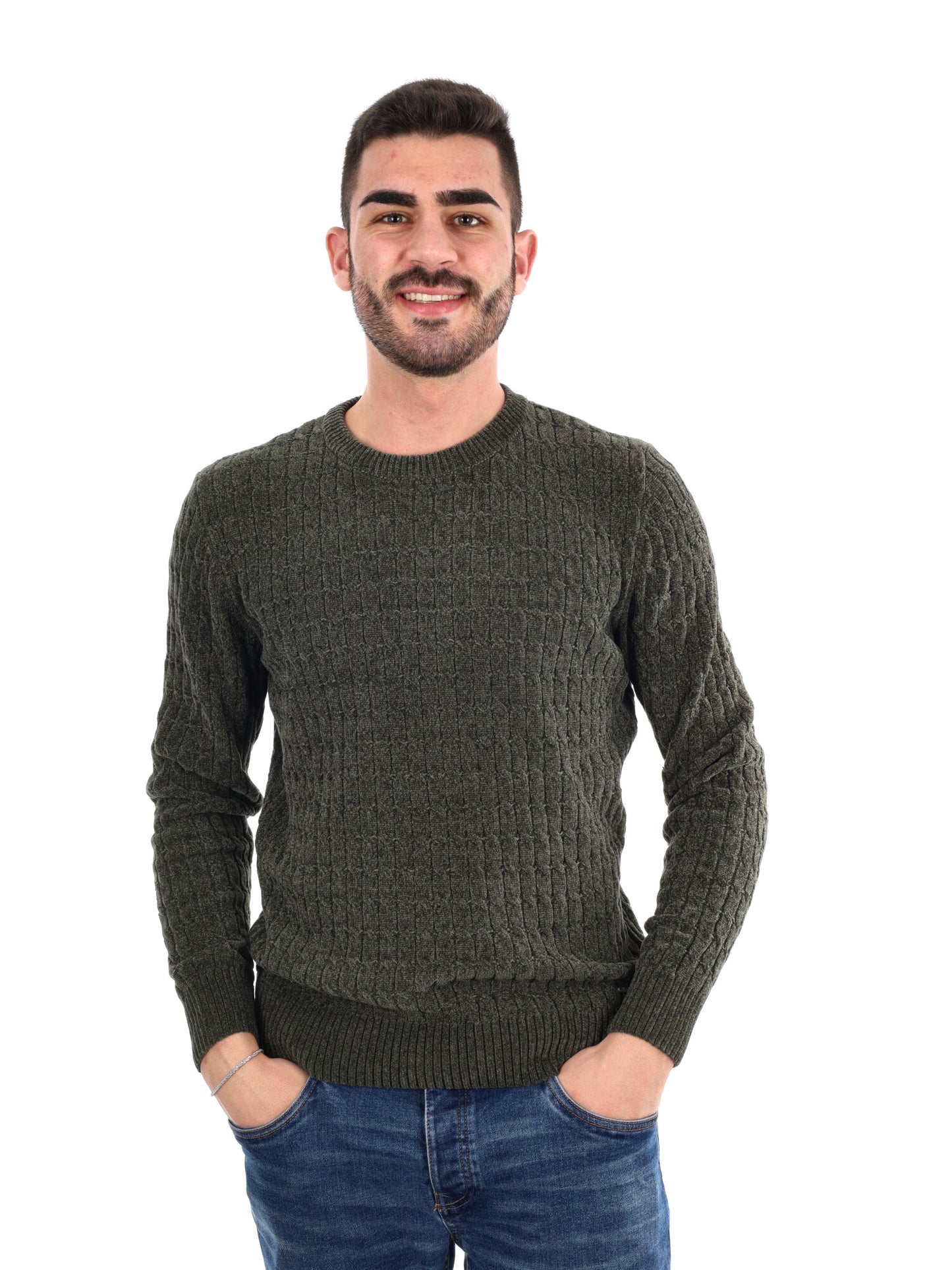 MAGLIONE GIROCOLLO GIANNI LUPO DA UOMO VERDE MILITARE