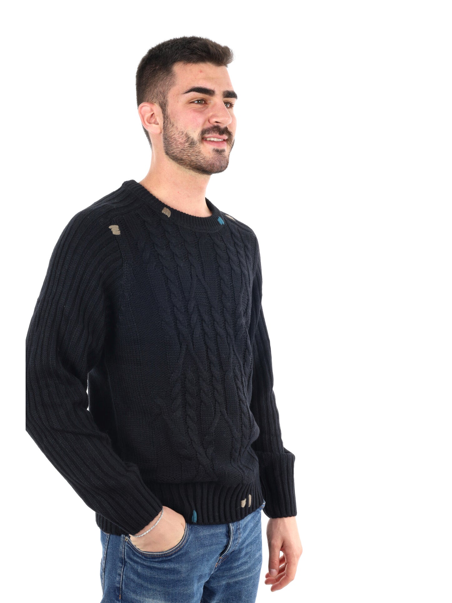 MAGLIOENE GIROCOLLO GIANNI LUPO DA UOMO NERO