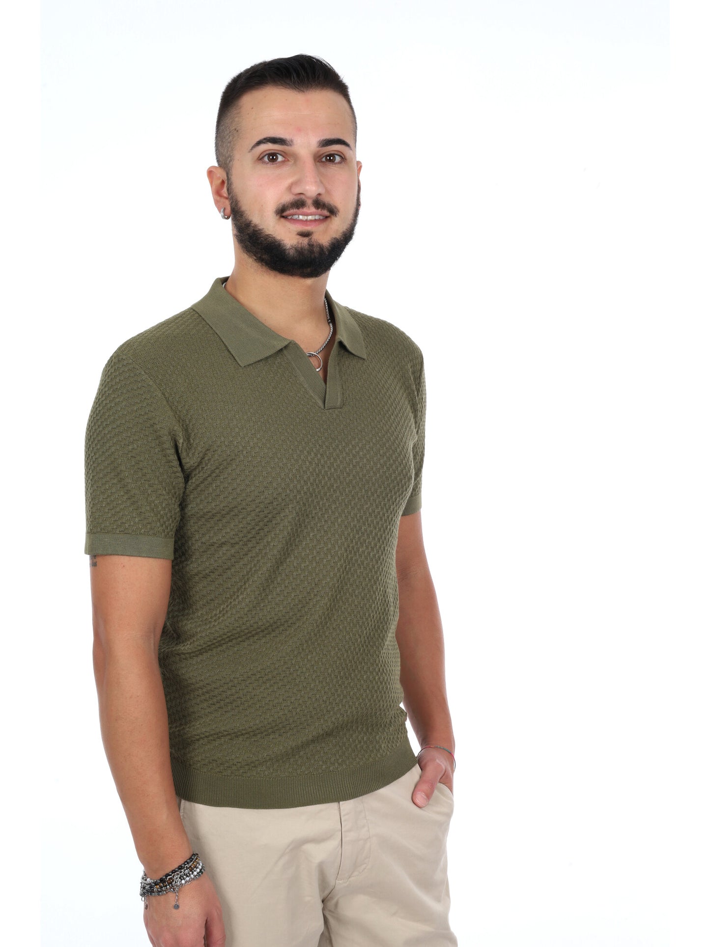 Polo in maglia casual verde da uomo Gianni Lupo