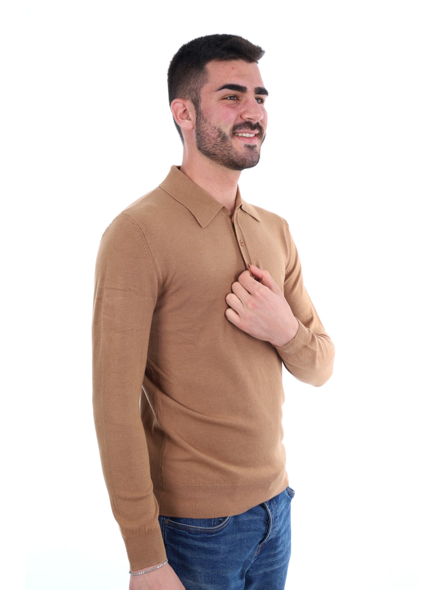 POLO MANICA LUNGA GIANNI LUPO DA UOMO BISCOTTO