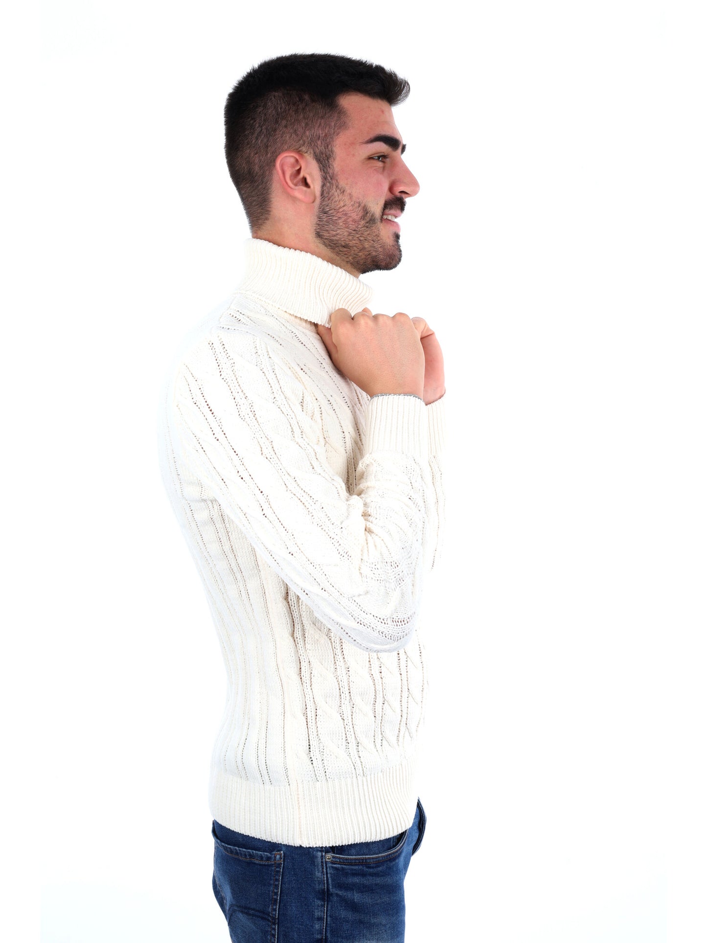 MAGLIONE CON COLLO DOLCEVITA GIANNI LUPO DA UOMO BIANCO