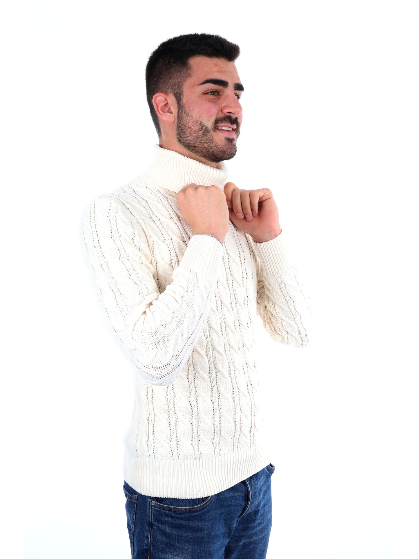 MAGLIONE CON COLLO DOLCEVITA GIANNI LUPO DA UOMO BIANCO