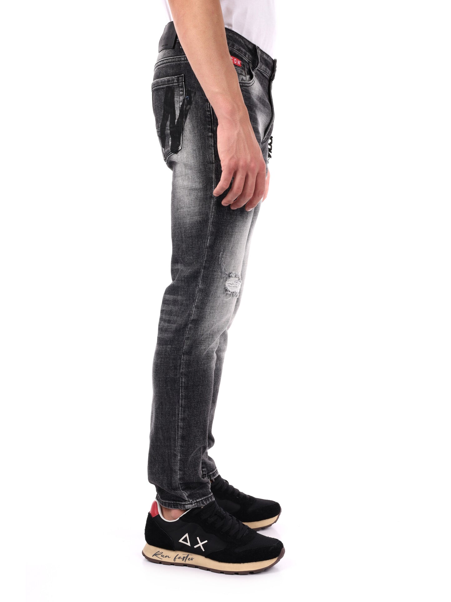 JEANS SLIM SFUMATO CON STRAPPI ICON DA UOMO GRIGIO