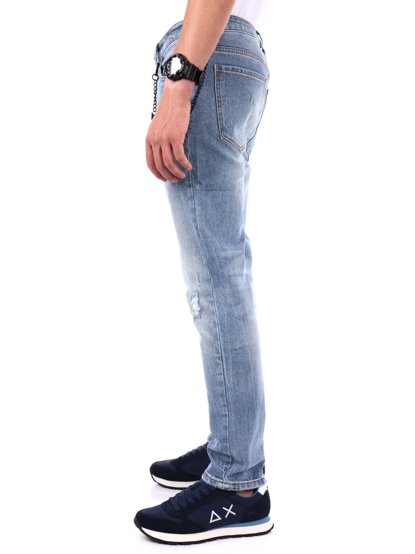 JEANS SLIM CON LOGO ICON DA UOMO LIGHT DENIM