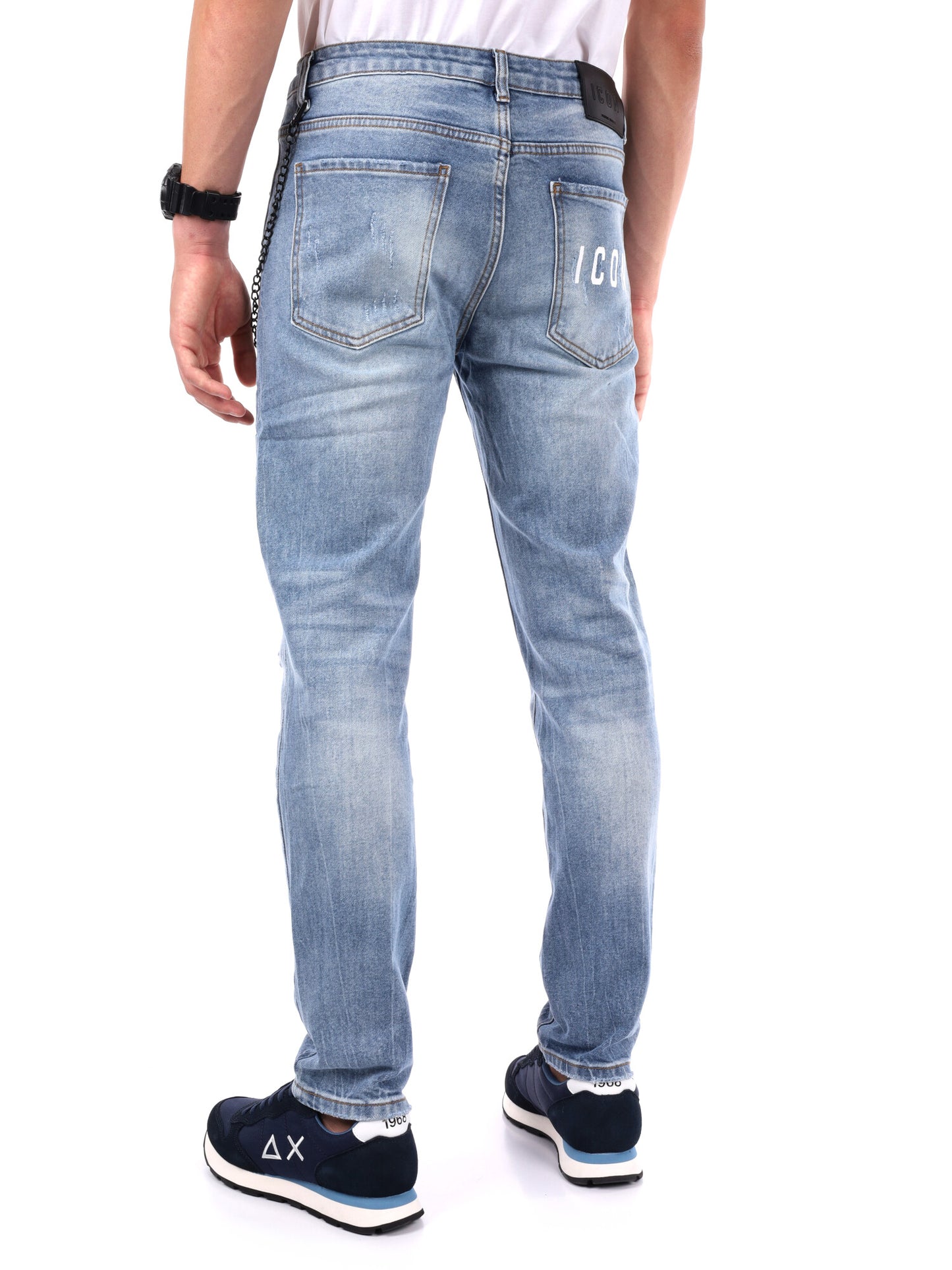 JEANS SLIM CON LOGO ICON DA UOMO LIGHT DENIM